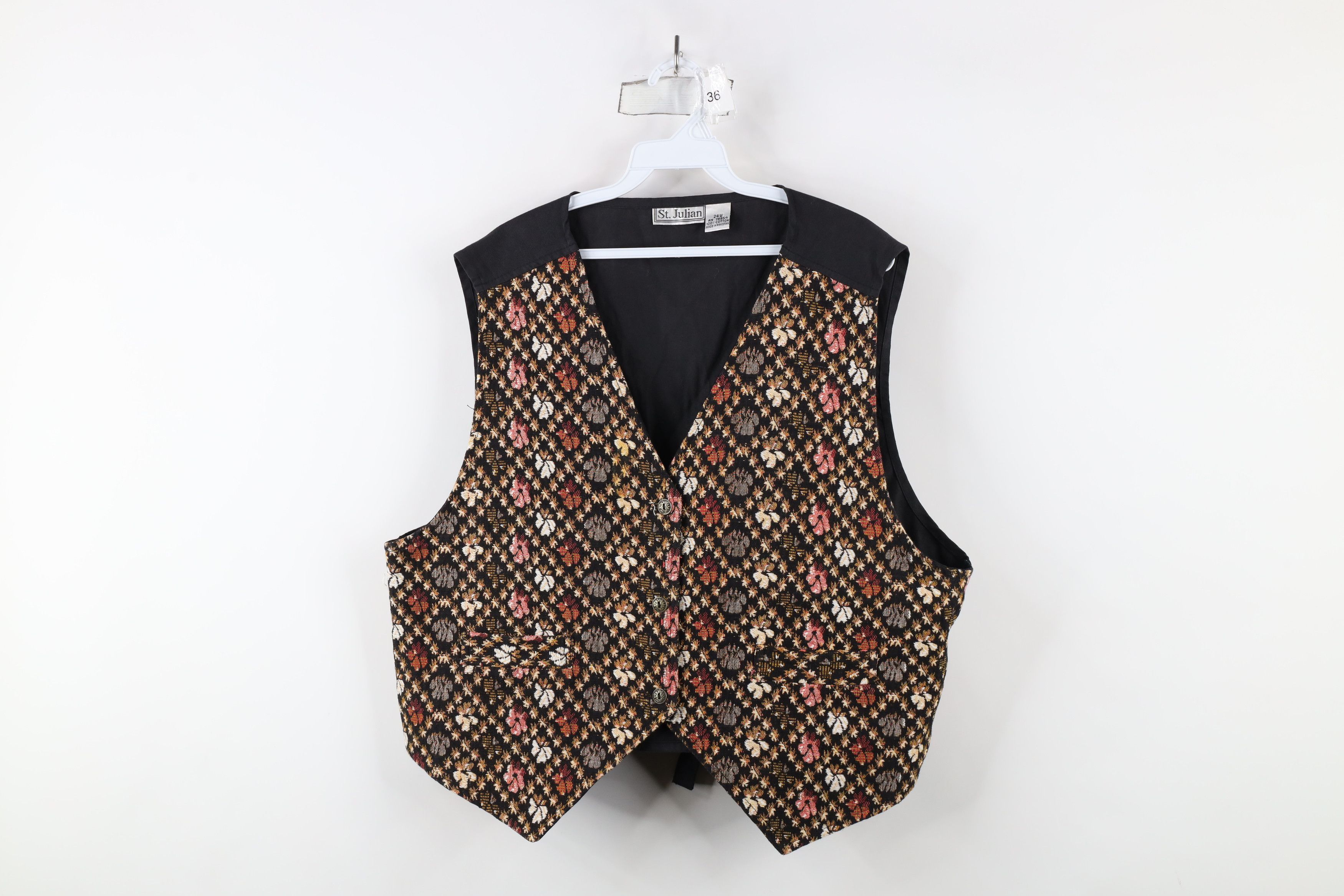 Vintage Vintage 90s Streetwear Flower Buckle Back Vest Jacket Size 4XL / US 24-26 - 1 Thumbnail