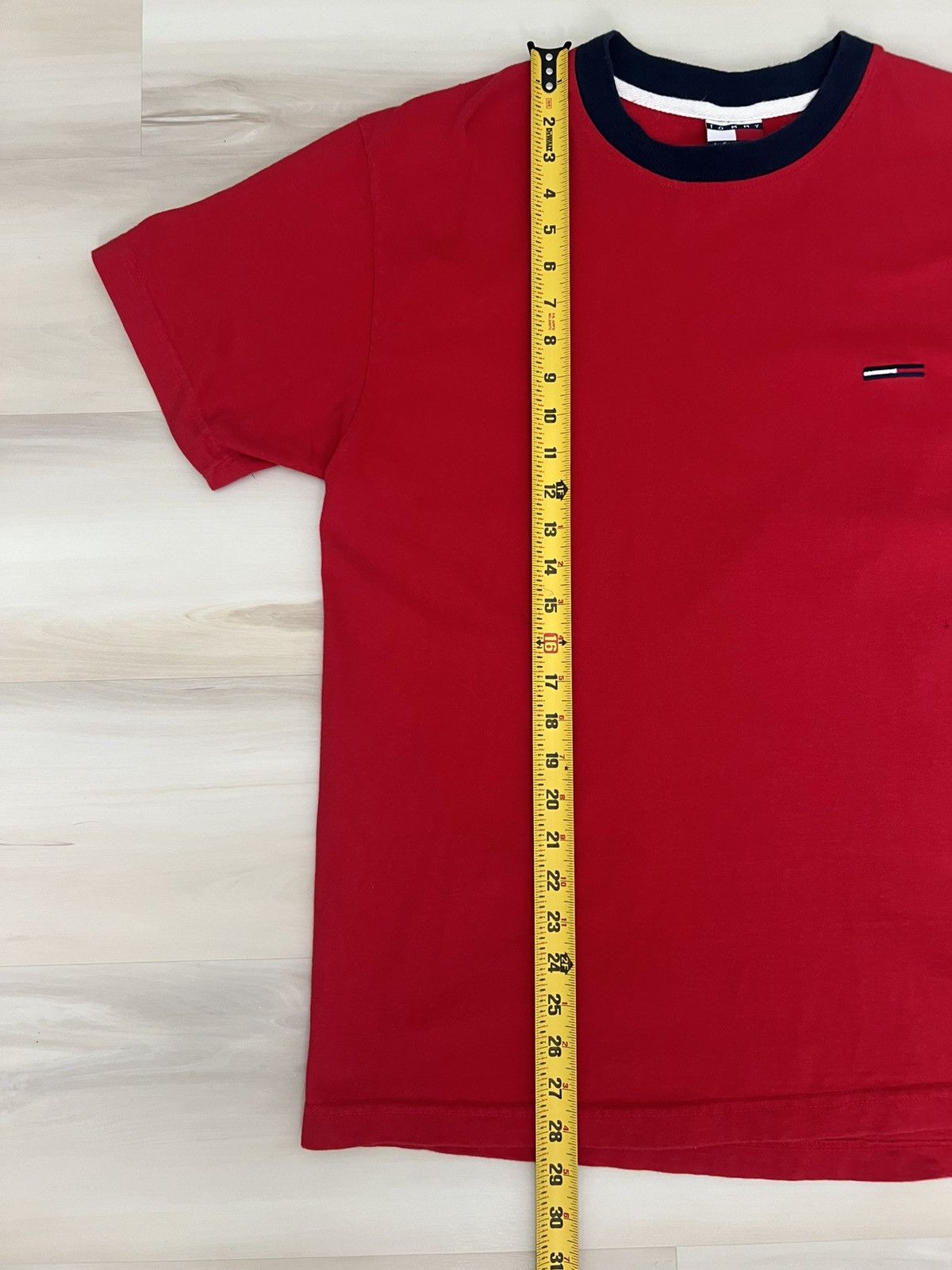 Tommy Hilfiger × Tommy Jeans × Vintage VTG Tommy Hilfiger Jeans Tee Sz L Men Red Box Logo Ringer Size US L / EU 52-54 / 3 - 5 Thumbnail