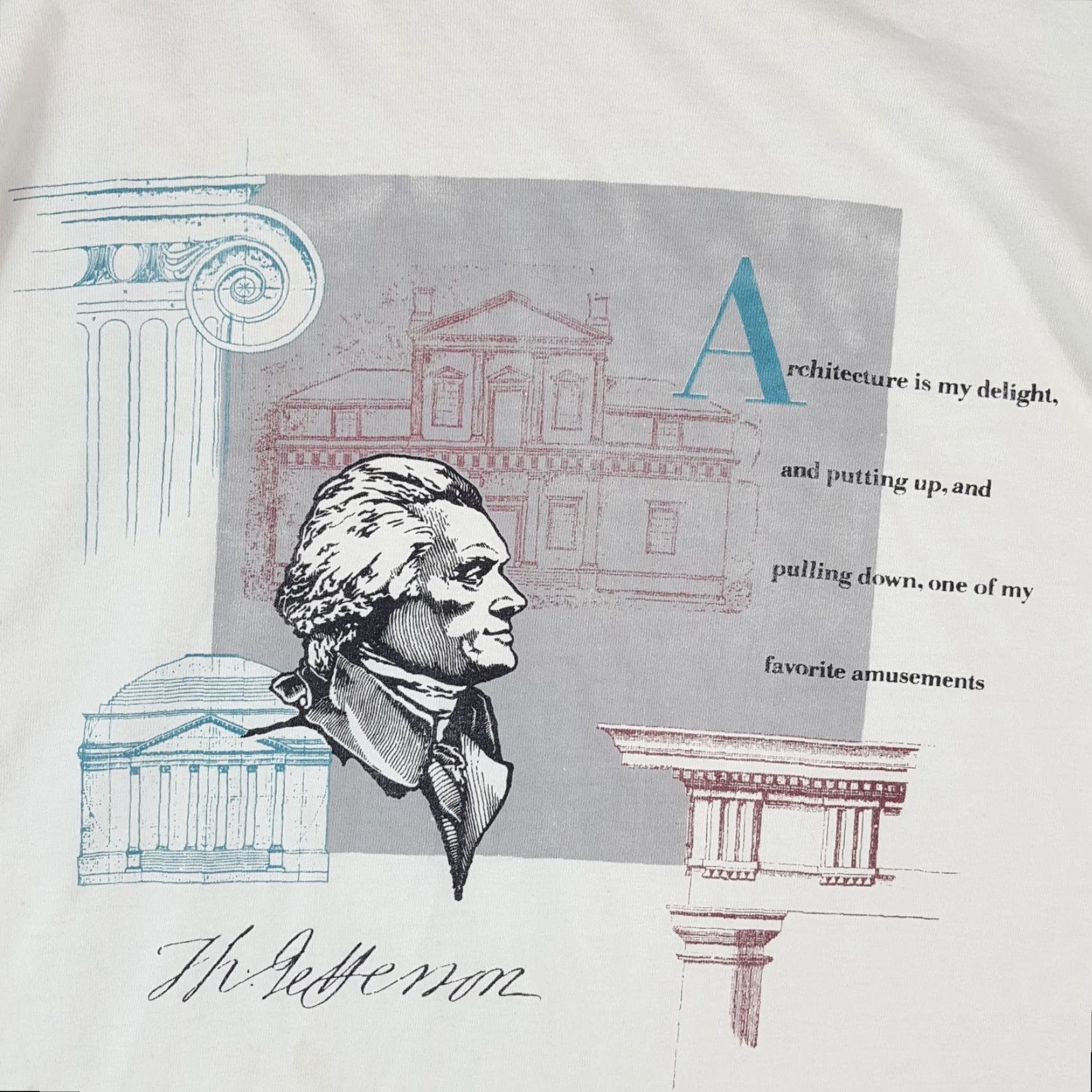 Vintage VINTAGE 90s Thomas Jefferson Art T-Shirt Men's XL White USA President Retro History Cotton Logo Embroidered Size US XL / EU 56 / 4 - 3 Thumbnail