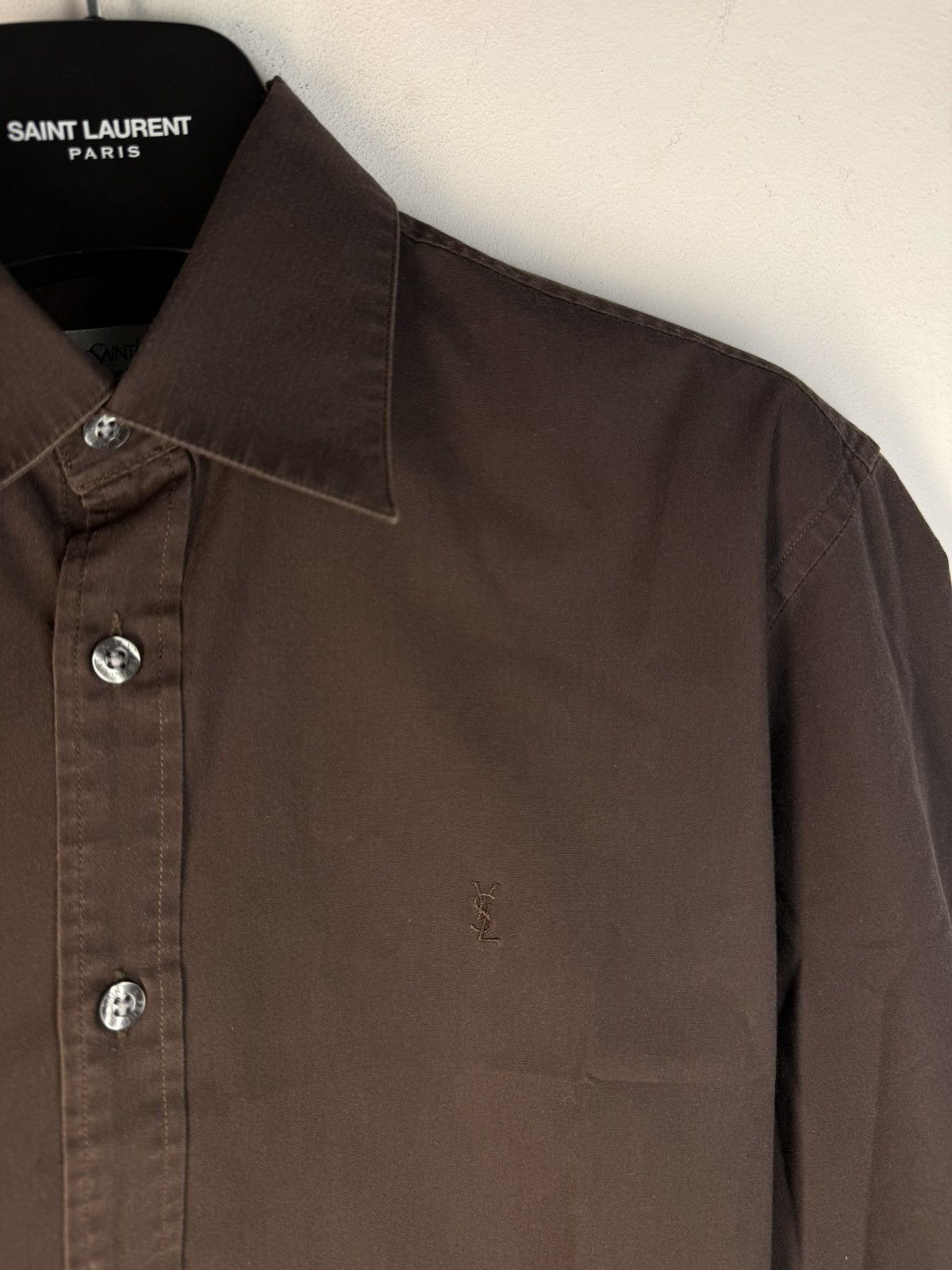 Yves Saint Laurent Brown YSL Shirt Button Up Dress Luxury Casual Collar Y2k Size US S / EU 44-46 / 1 - 10 Thumbnail