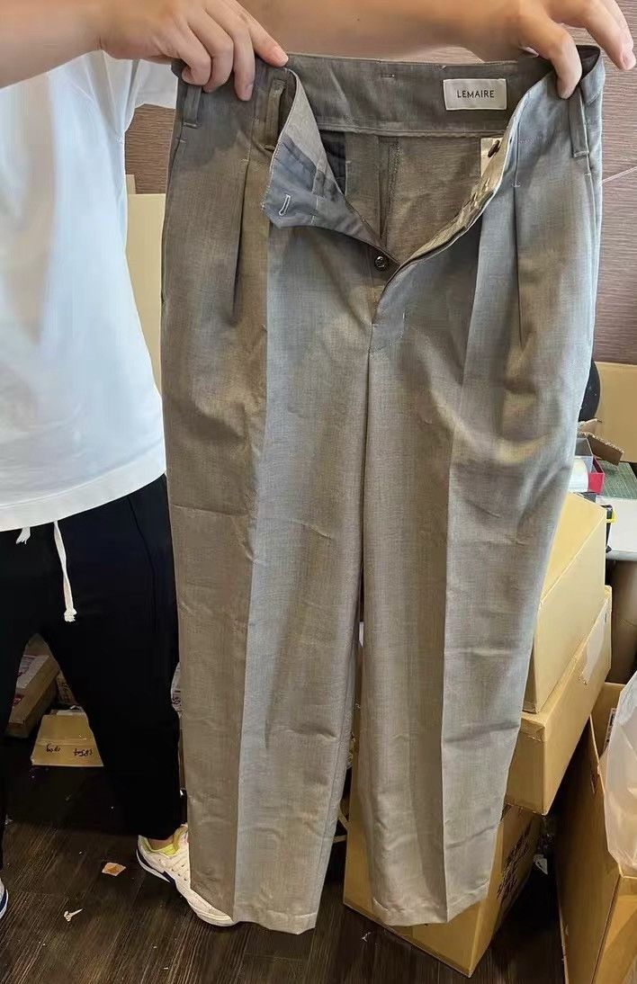 Lemaire pleated grey straight suit pants Size US 31 - 1 Thumbnail