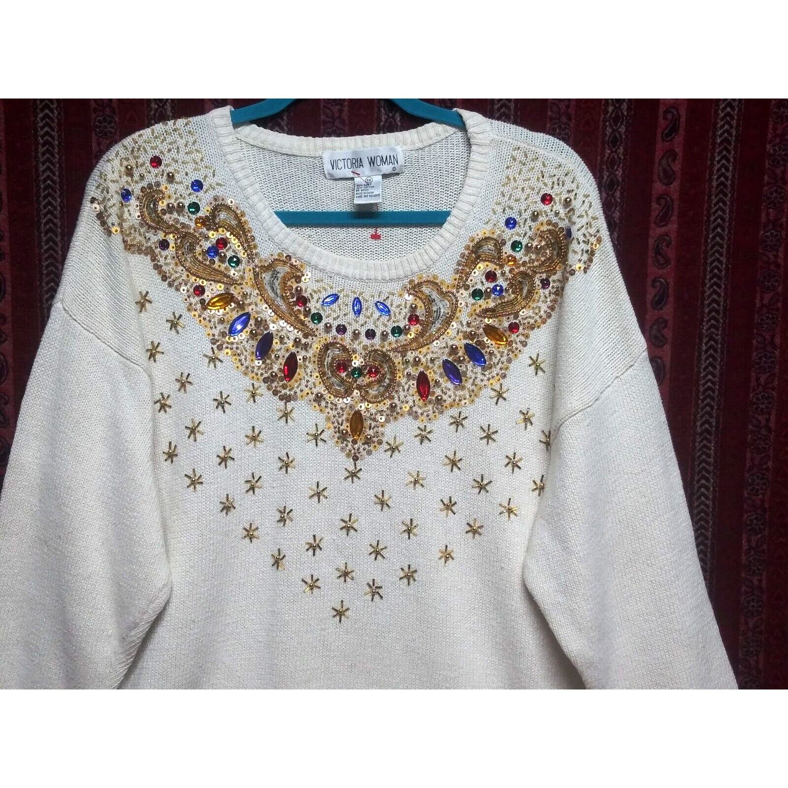 Vintage Vintage womens sweater Embellished beads rhinestones Sequins Size XL / US 12-14 / IT 48-50 - 3 Thumbnail