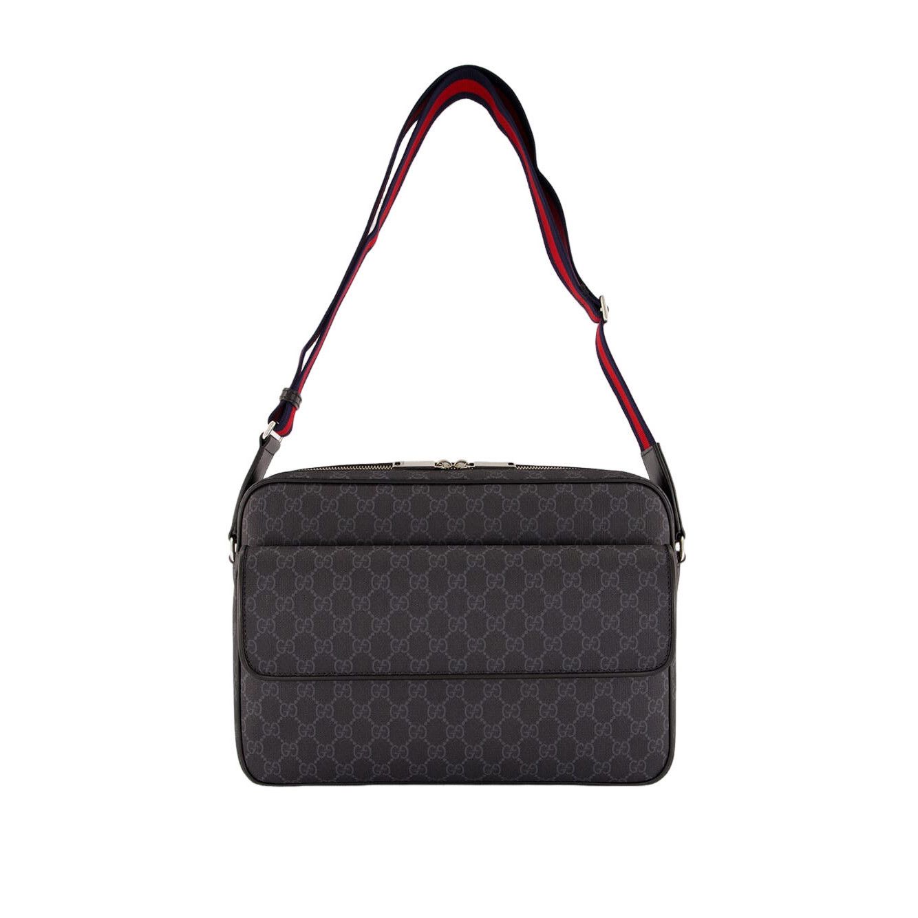 GUCCI Black GG Canvas Messenger Bag New & Authentic