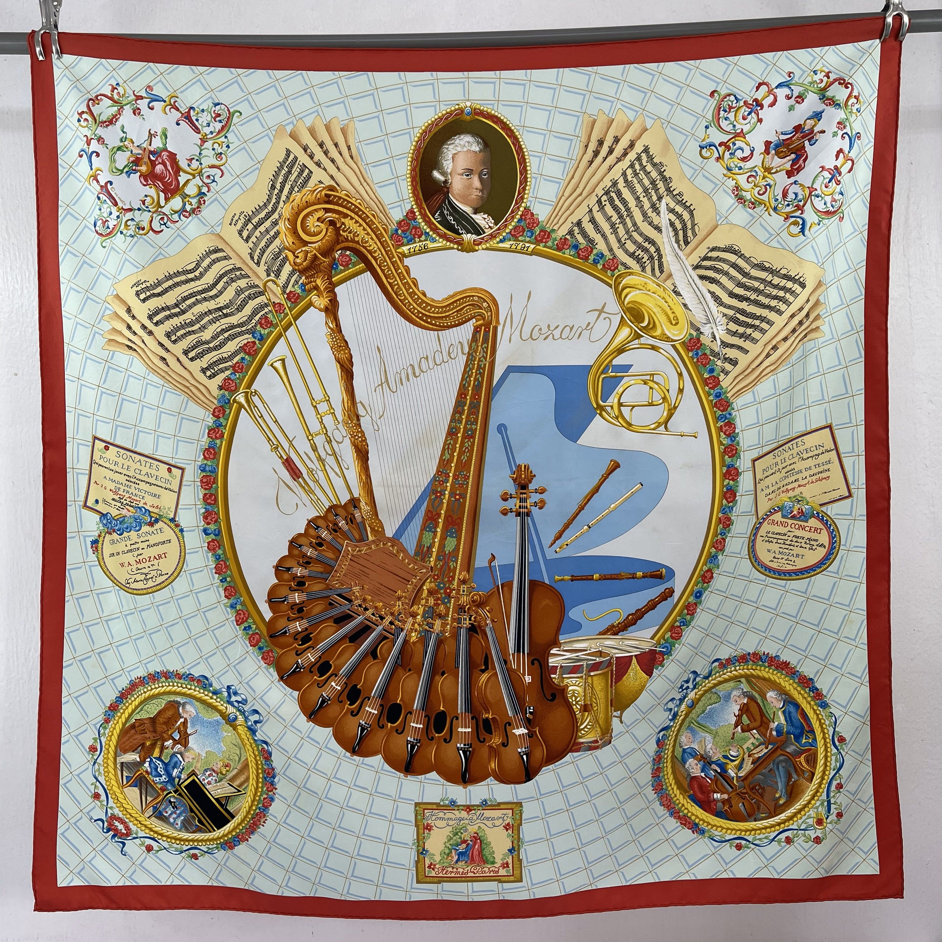 Hermes Vintage Hermès Paris Hommage A Mozart Silk Scarf - S7007 Size ONE SIZE - 5 Thumbnail