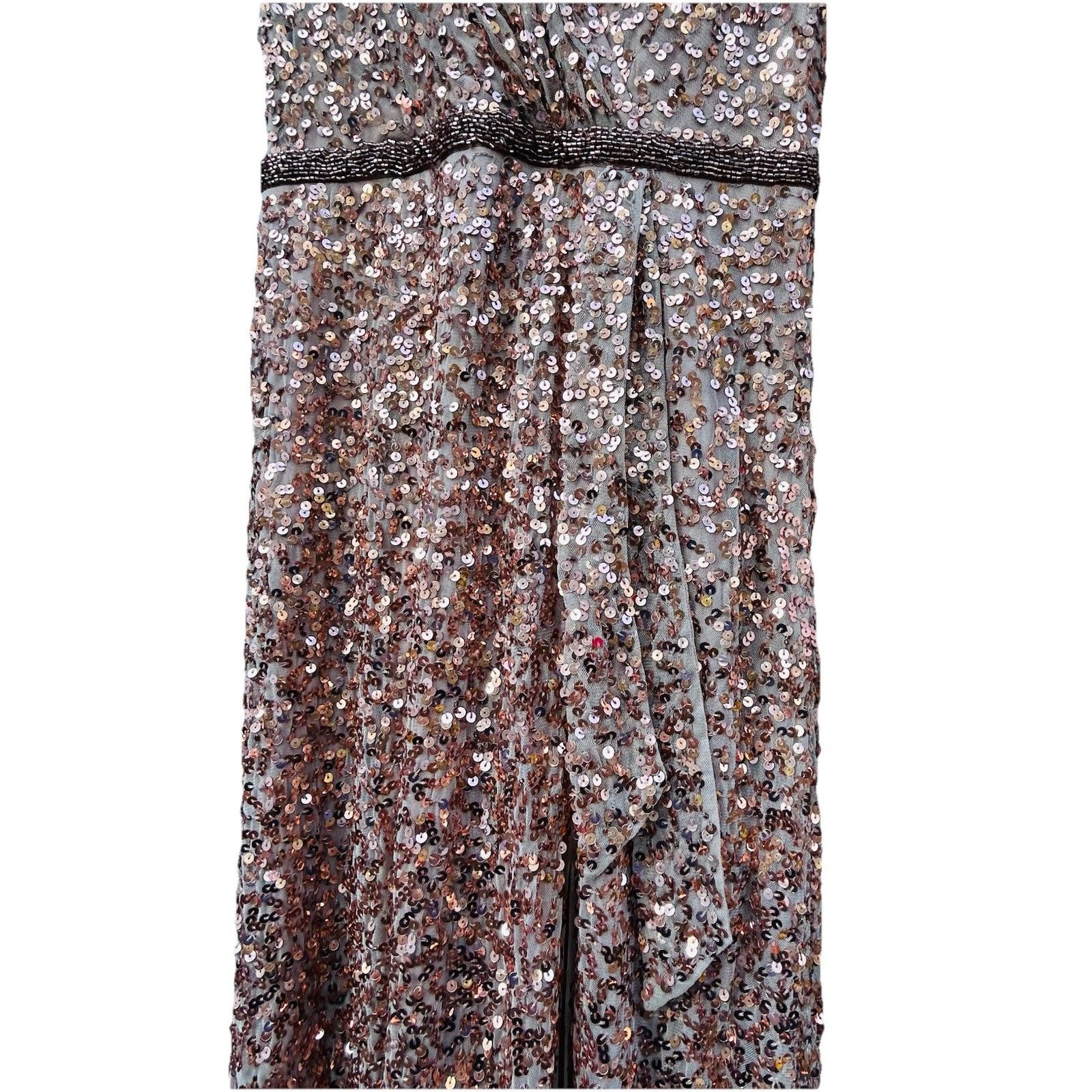 Other Mac Duggal V-Neck Slit Sequined Wrap Gown Size 4 Rose Copper Size S / US 4 / IT 40 - 9 Thumbnail