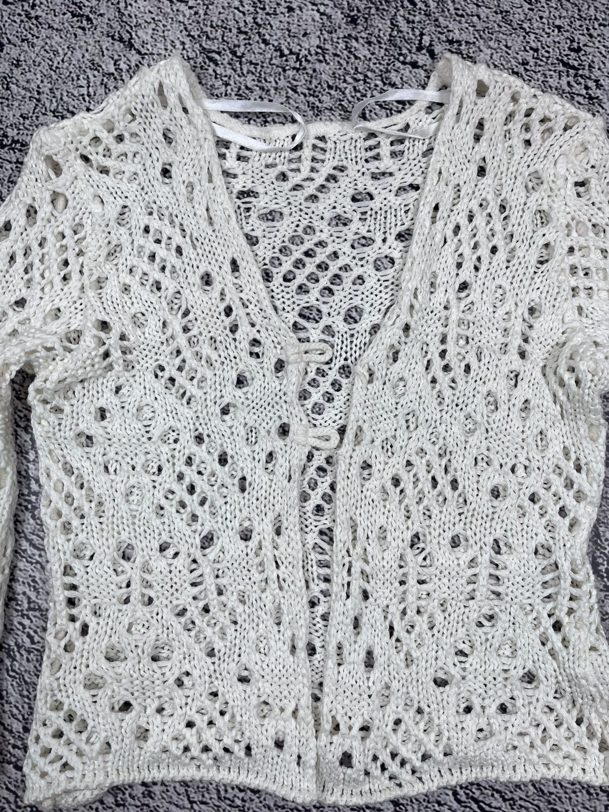 Japanese Brand Vintage mesh knitted cardigan western luxury streetwear Size S / US 4 / IT 40 - 4 Thumbnail