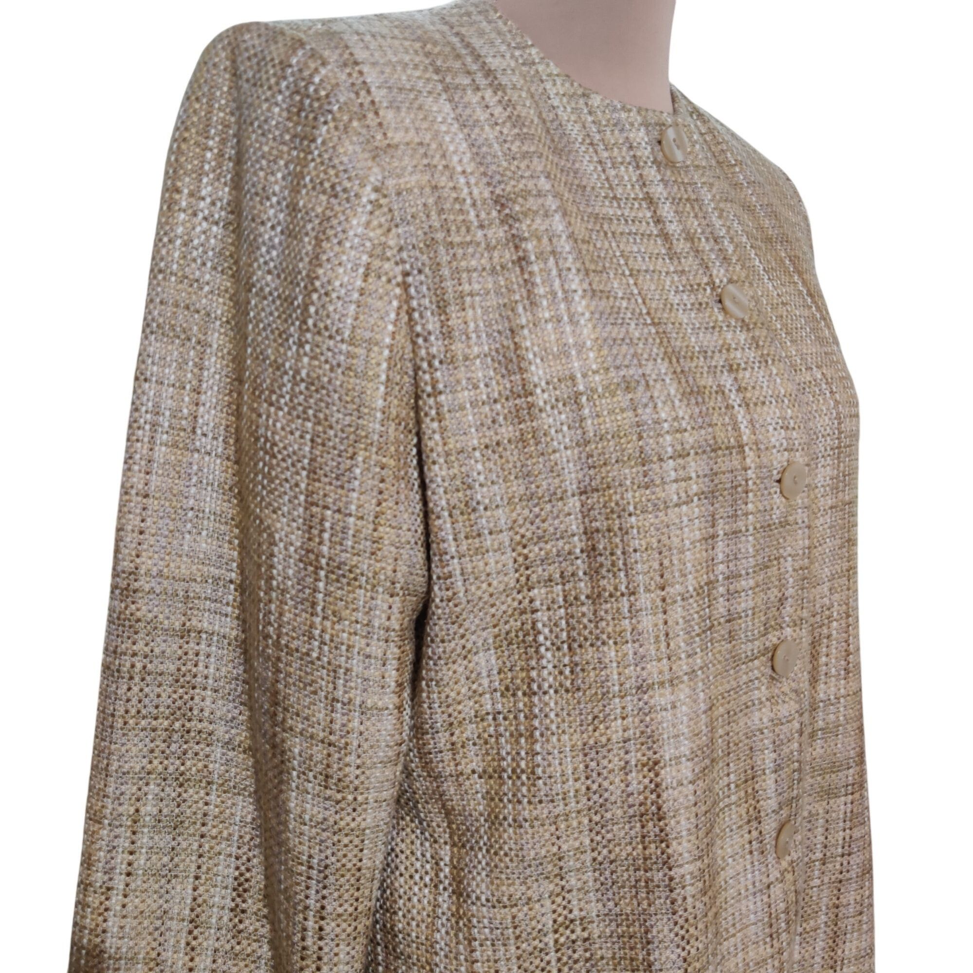 Other Alfred Dunner Womens Tweed Button Up Blazer Jacket Coat Gold Size M / US 6-8 / IT 42-44 - 3 Thumbnail