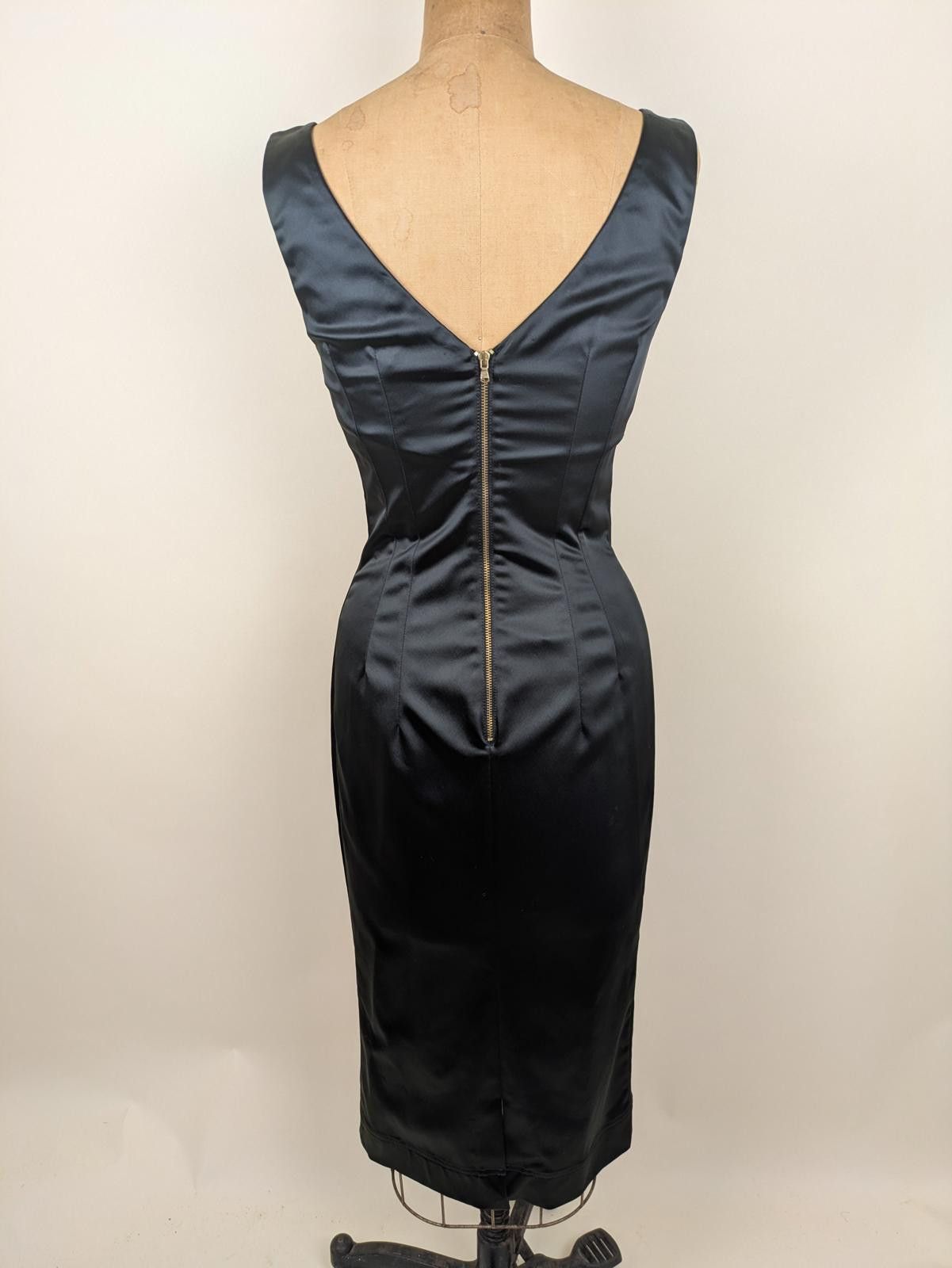 Dolce & Gabbana D&G black satin bow bodycon slinky dress Size S / US 4 / IT 40 - 5 Thumbnail