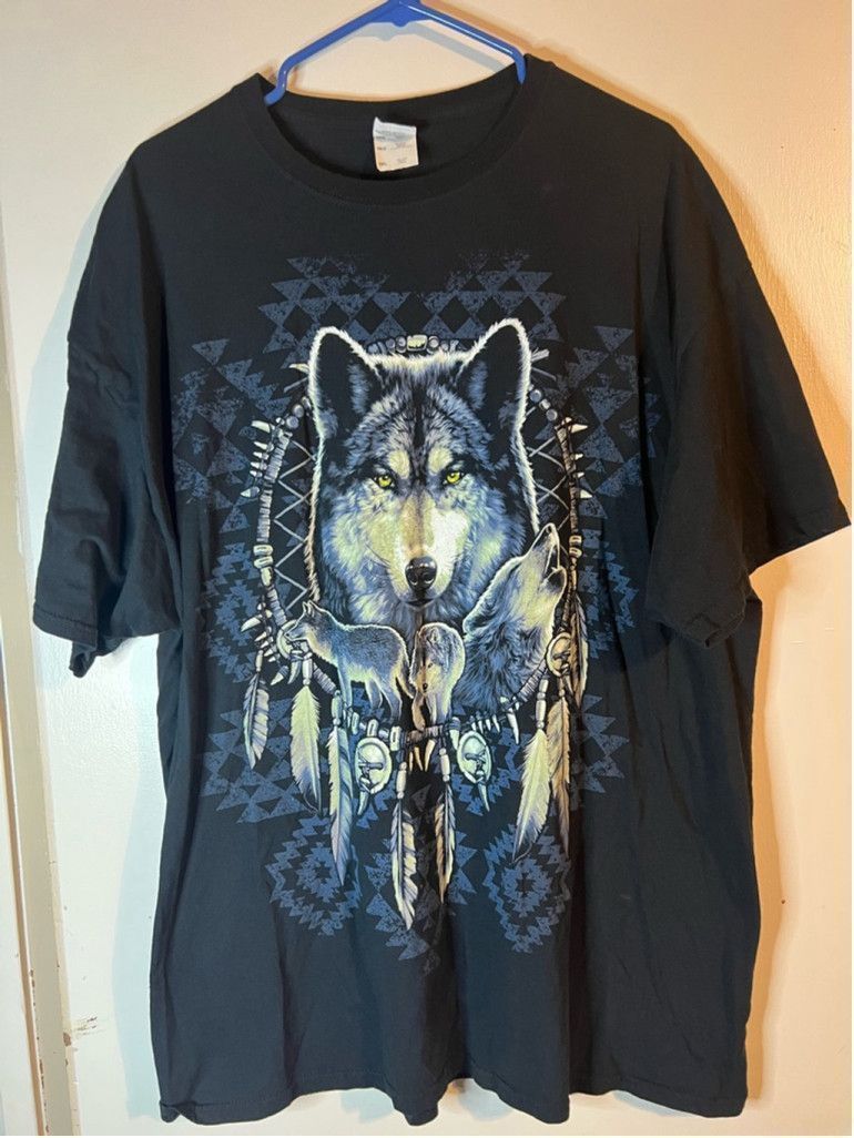 Fruit Of The Loom Vintage Men's Fruit of the Loom T-shirt 2XL Black Wolf Size US XXL / EU 58 / 5 - 1 Thumbnail