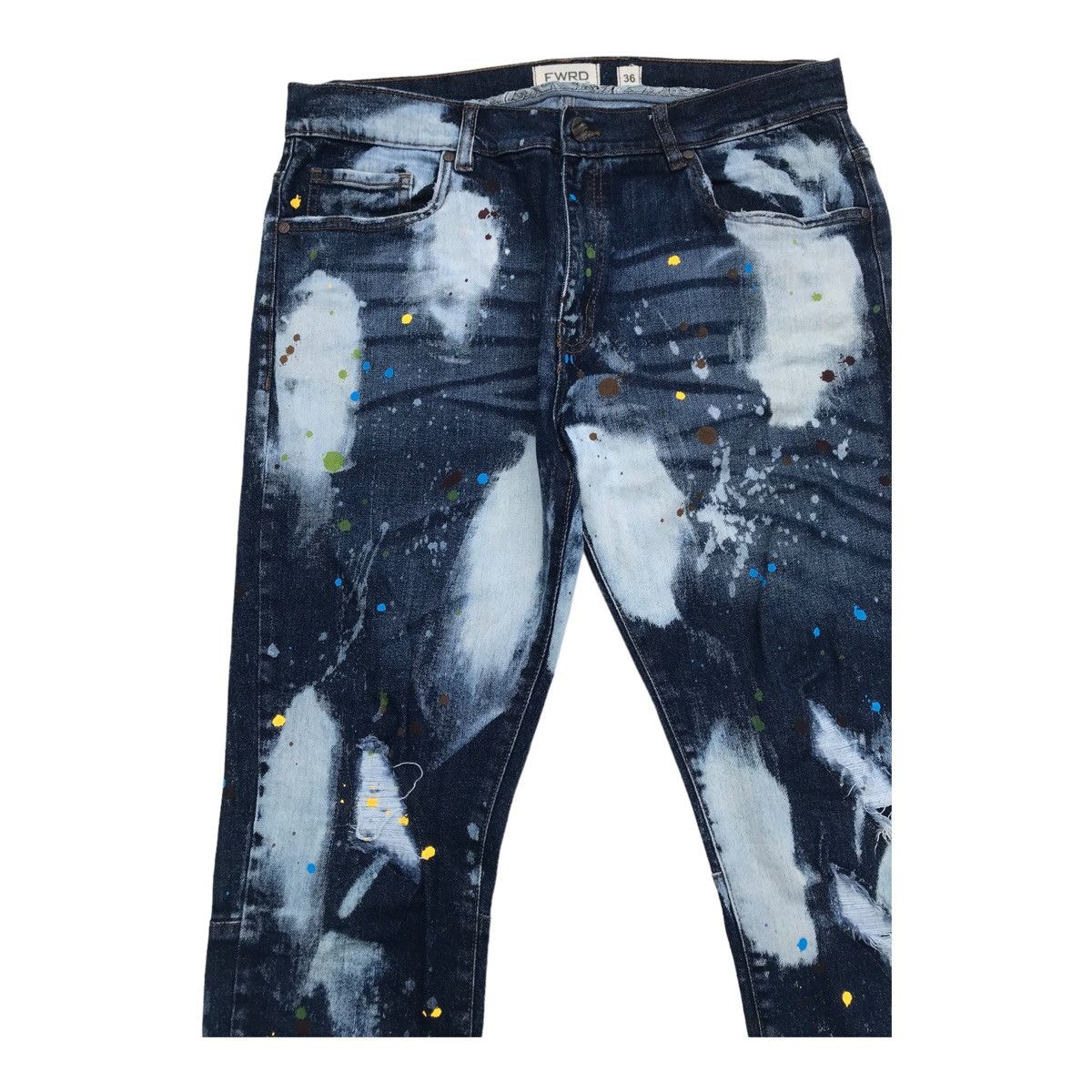 Other FWRD Distressed Bleached Streetwear Paint Splash Denim Pants Size US 35 - 3 Thumbnail