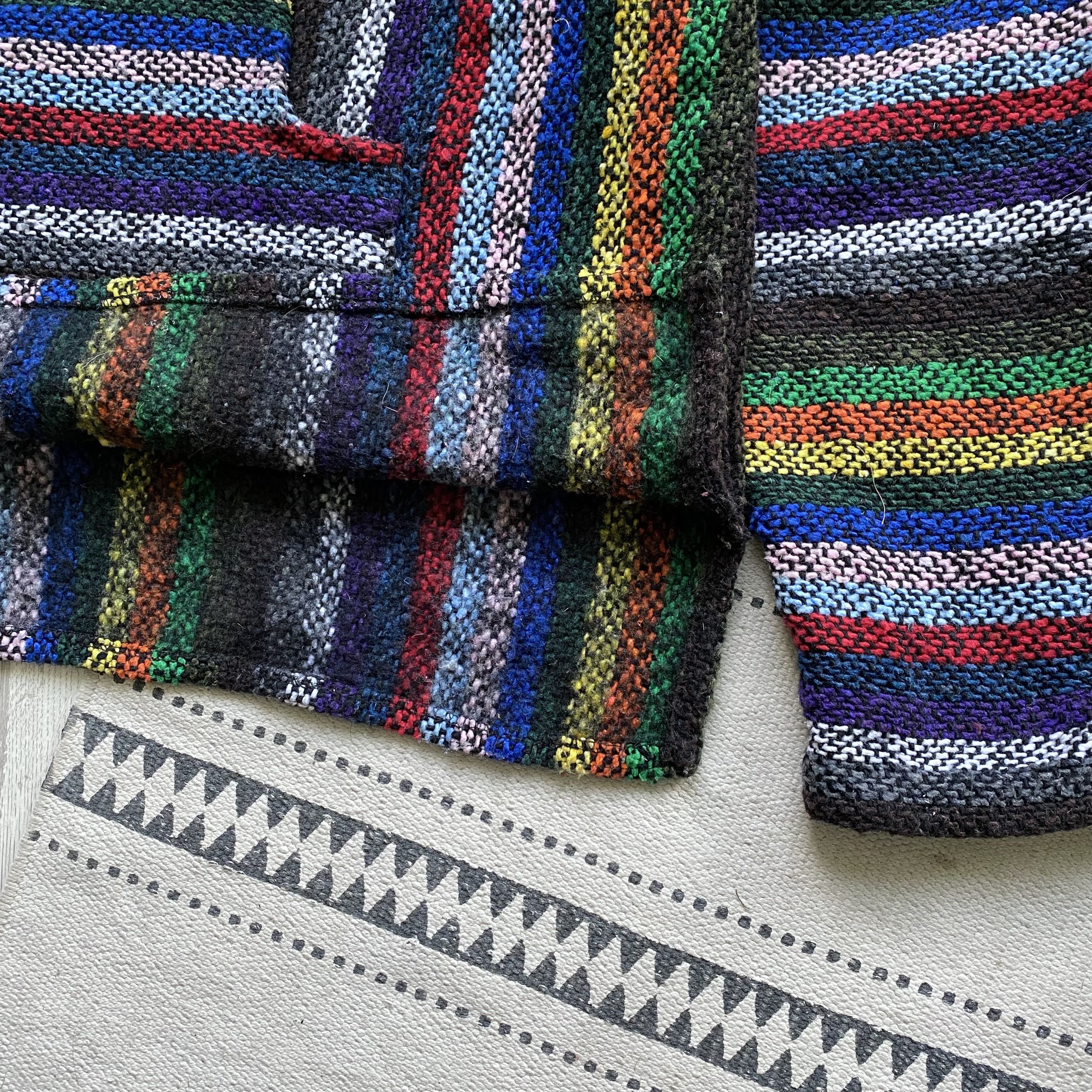Japanese Brand Vintage 90s Baja Hoodie Drug Rug Knit Sweater Made in Mexico Size US M / EU 48-50 / 2 - 8 Thumbnail