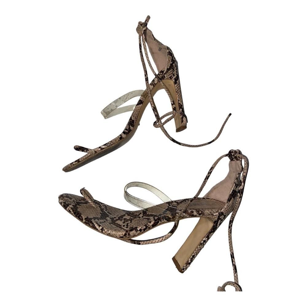 Designer SIMMI l Kaylee Snakeskin & Clear Toe Loop Heels 7 Size US 7 / IT 37 - 6 Thumbnail