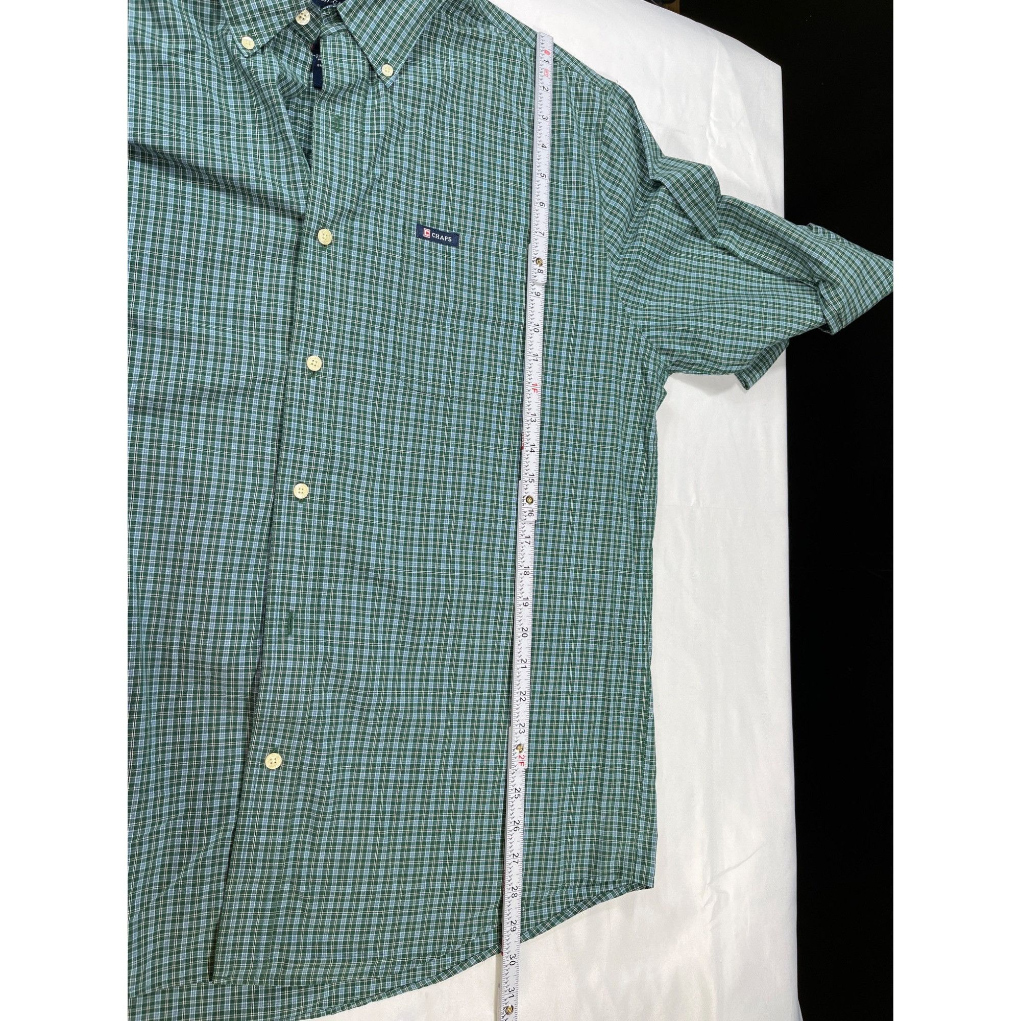 Chaps Chaps SKU 7623 Mens Green and Blue Plaid Button Down Shirt S Size US XL / EU 56 / 4 - 5 Thumbnail
