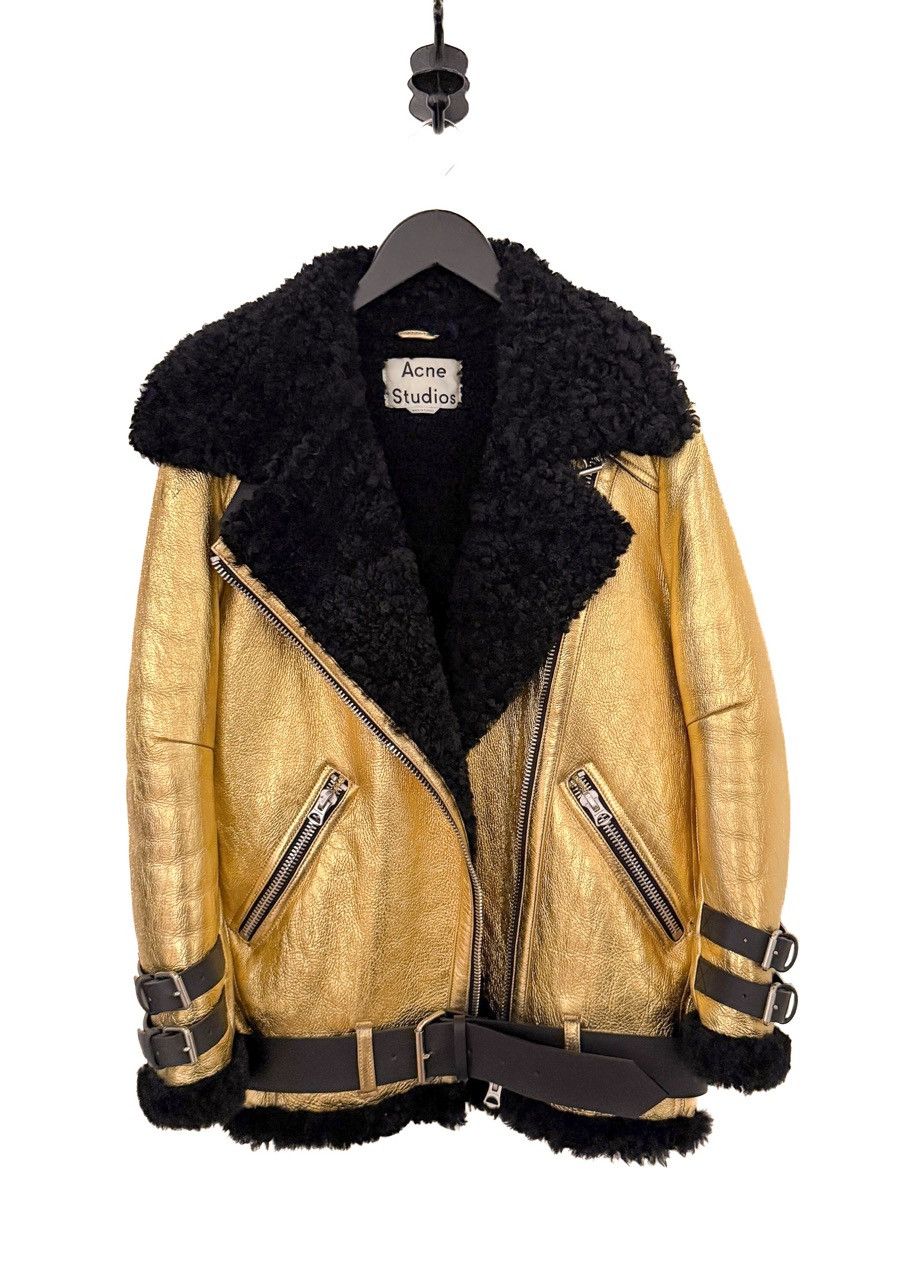 Acne Studios Acne Studios Metallic Gold Velocite Shearling Coat - 32 DK Size XS / US 0-2 / IT 36-38 - 1 Thumbnail
