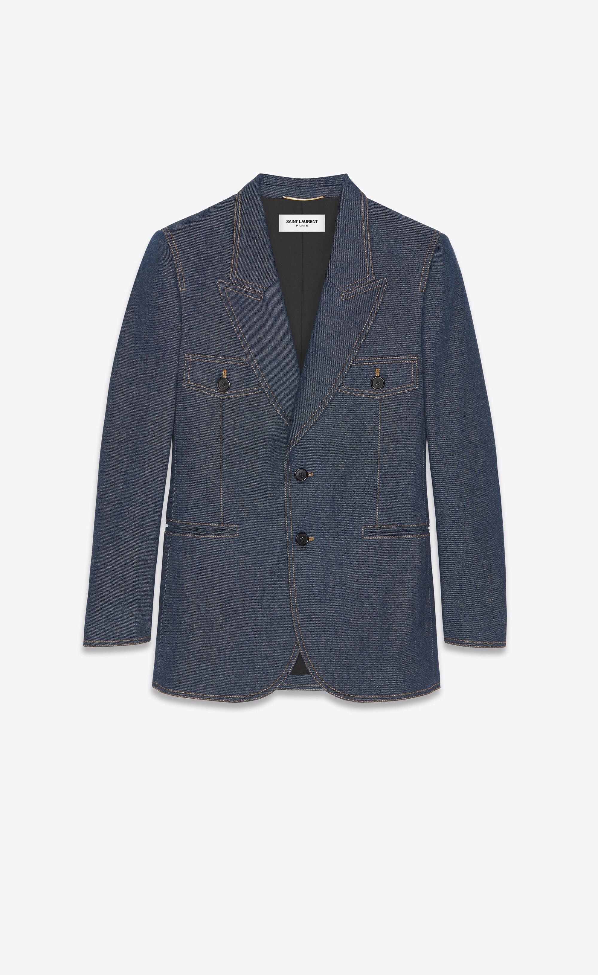 Saint Laurent Paris $3.5K VALUE single-breasted jacket in denim Size XS / US 0-2 / IT 36-38 - 1 Thumbnail