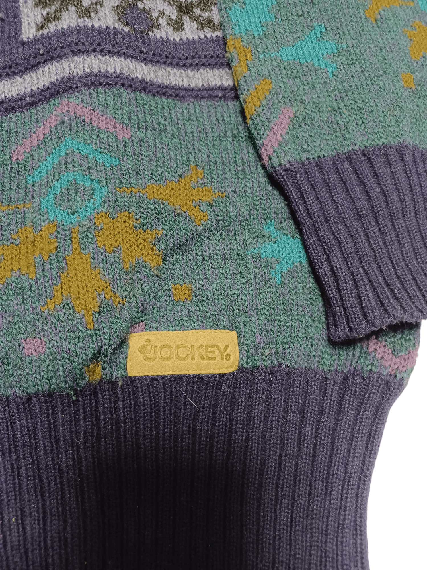 Jockey VINTAGE 90S JOCKEY CRAZY PRINT ALL OVER WOOL CARDIGAN Size US M / EU 48-50 / 2 - 4 Thumbnail