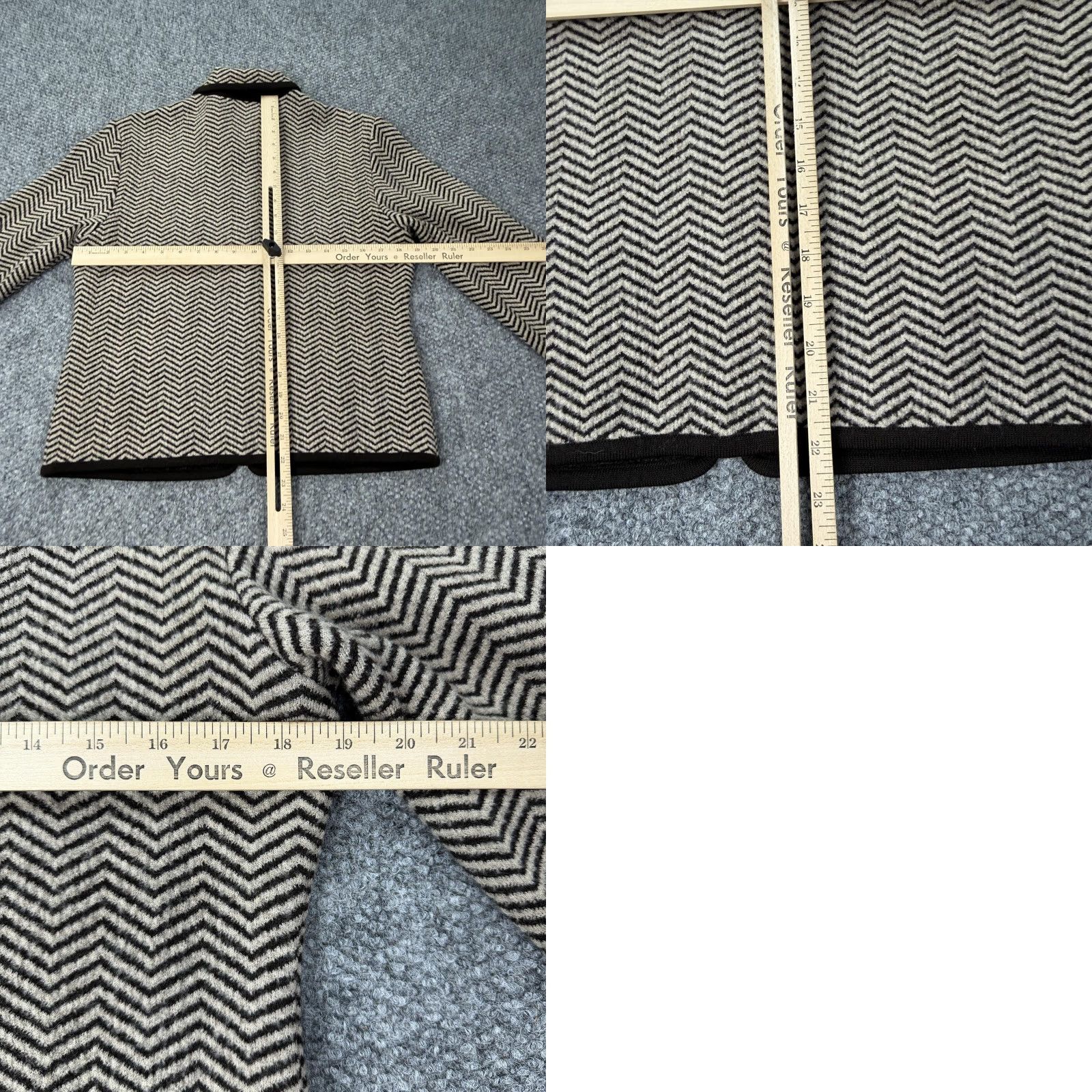 Jones New York Jones New York Jacket Women Small Black Merino Wool Zip Front Chevron Herringbone Knit Pockets Long Sleeve Collared Womens Size S / US 4 / IT 40 - 8 Thumbnail