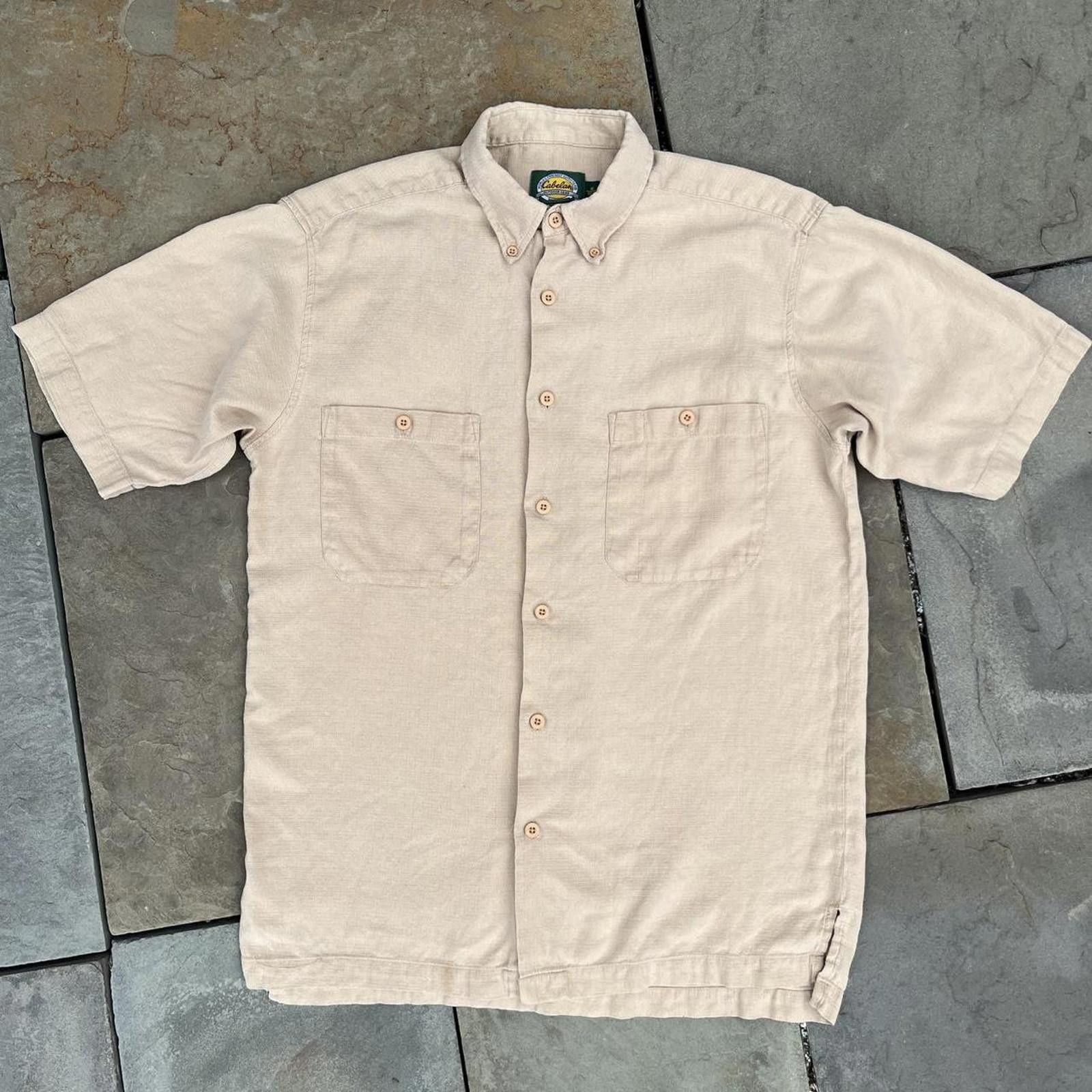 Cabelas Y2K Silk Tan Beige Earth Tone Utility Shirt Size US M / EU 48-50 / 2 - 1 Thumbnail