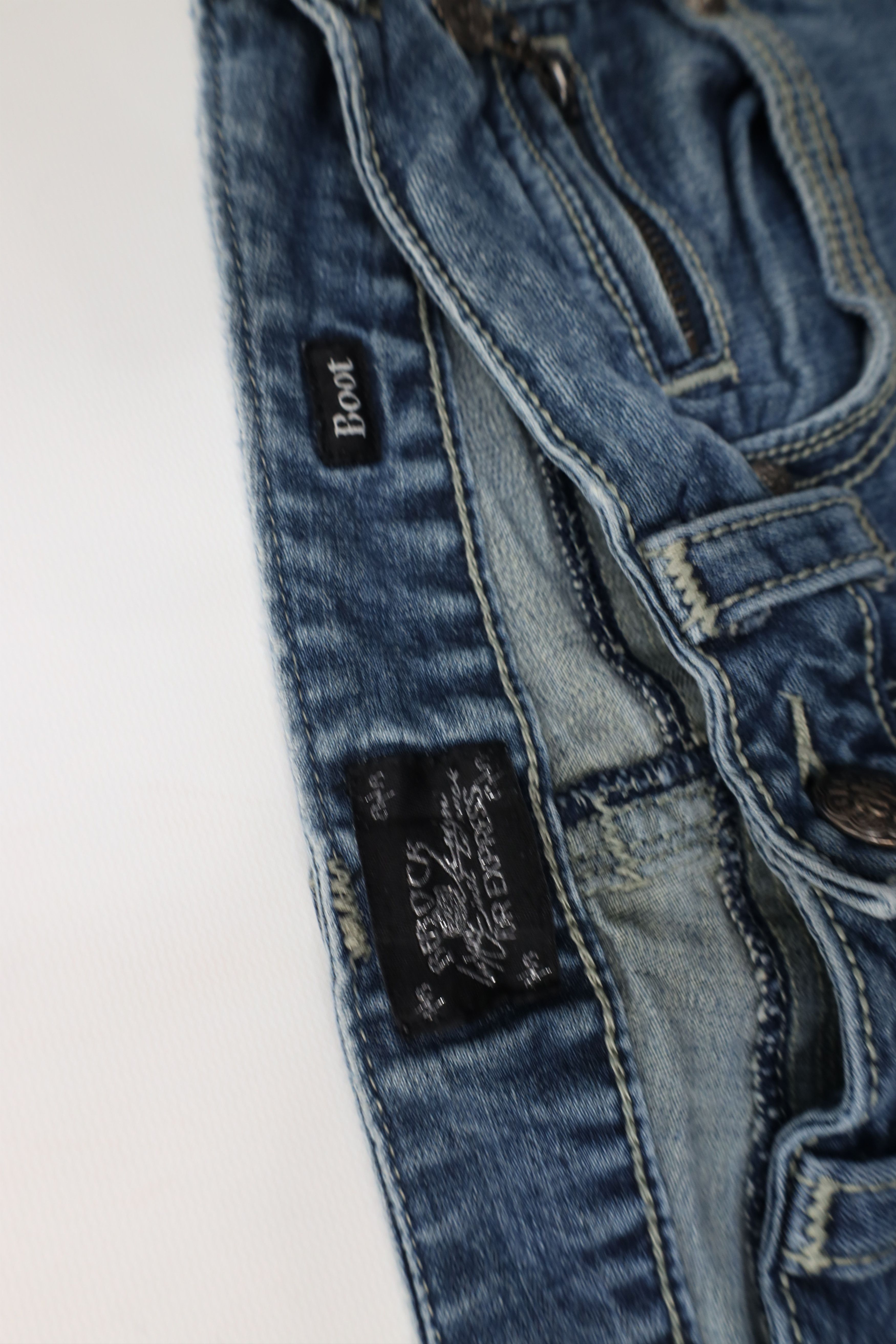 Express Y2K Express ReRock Stitch Flared Boot Cut Denim Jeans Blue Size 30" / US 8 / IT 44 - 8 Thumbnail