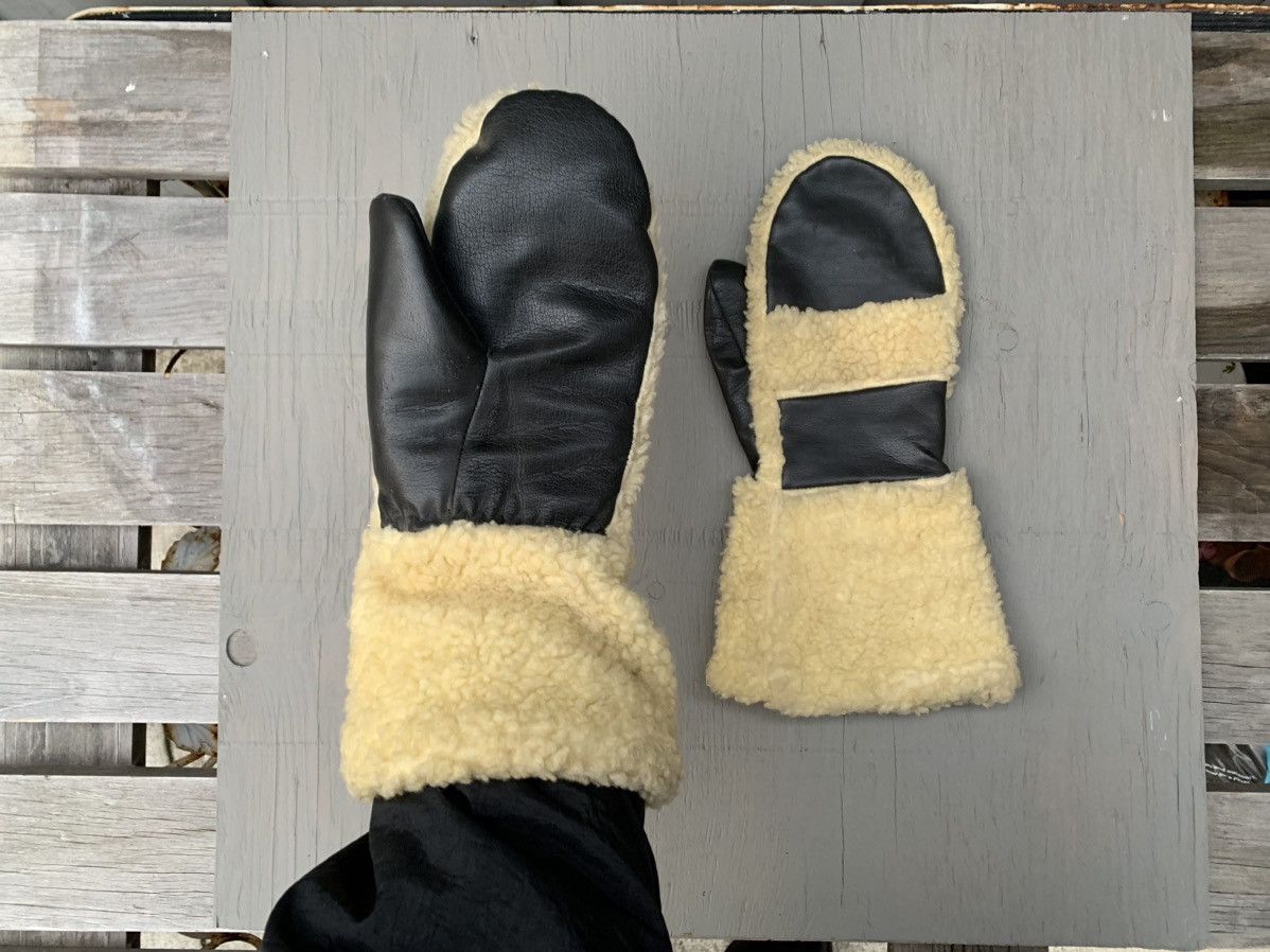 Vintage Vintage Shearling Mittens Vegan Leather Wool Sheepskin 90s Size ONE SIZE - 14 Thumbnail