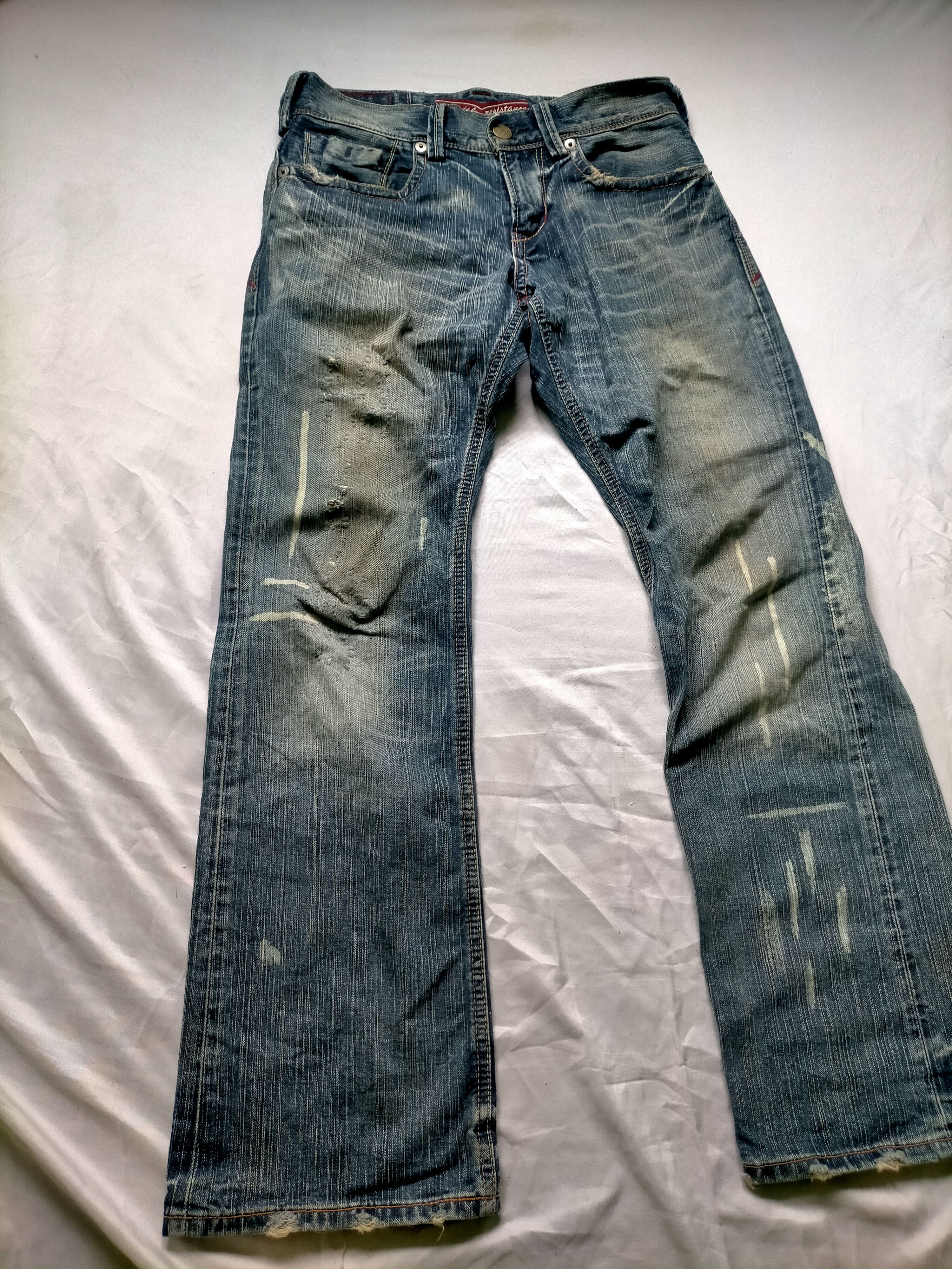 If Six Was Nine Liberto Mud Wash Flared Distressed Jeans Size US 31 - 2 Thumbnail