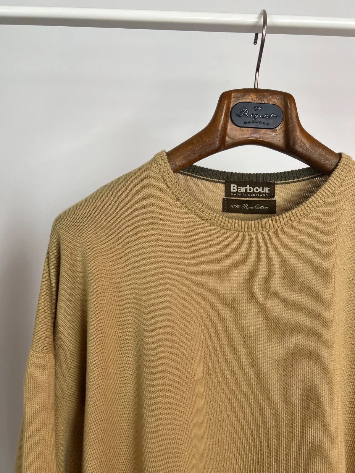 Barbour Barbour Men's Leith Cotton Crew Neck Sand Sweater Size US XXL / EU 58 / 5 - 2 Thumbnail