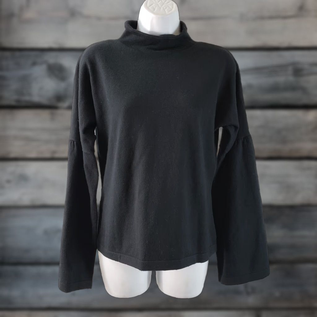 Vineyard Vines Vineyard Vines Womens Mock Neck Sweater Sz Small Solid Black Wide Sleeves Size S / US 4 / IT 40 - 1 Thumbnail