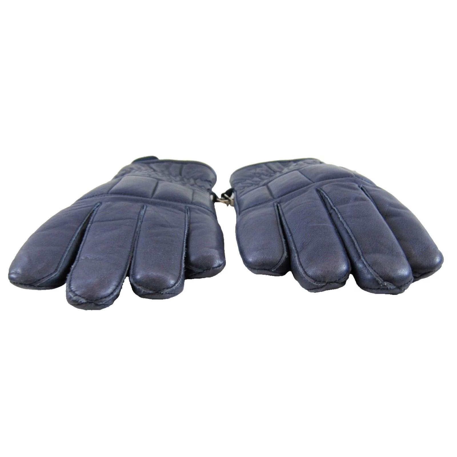 Vintage Conroy Blue 100% Leather Gloves Men Size M Cold Weather Insulated Skiing Lined Navy Blue Leather Men Medium XS? Size ONE SIZE - 4 Thumbnail