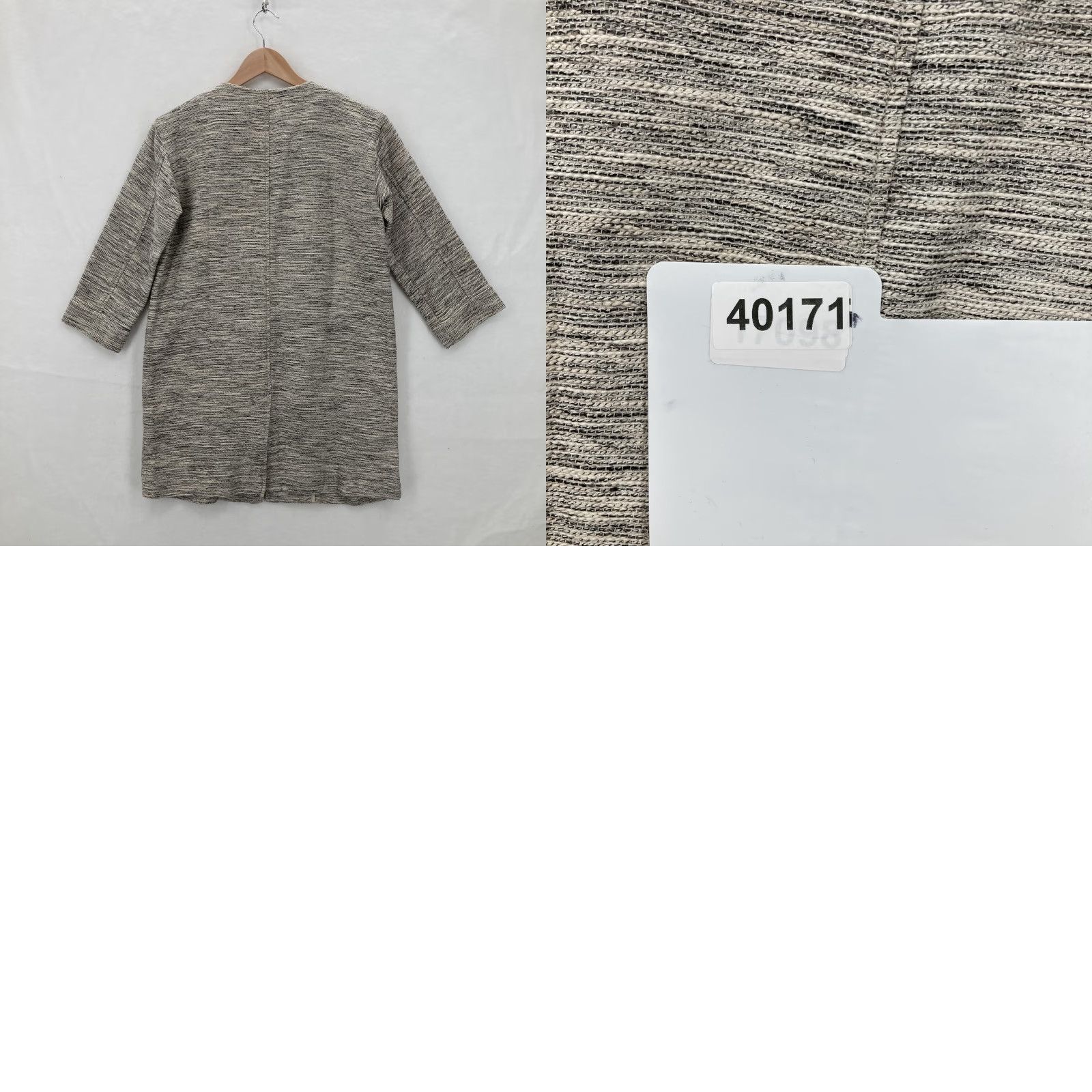 Eileen Fisher VINTAGE Eileen Fisher Coat XS Textured Knit Cotton Blend Snap Front Pockets Gray Striped Overcoat Womens XS Size XS / US 0-2 / IT 36-38 - 9 Thumbnail