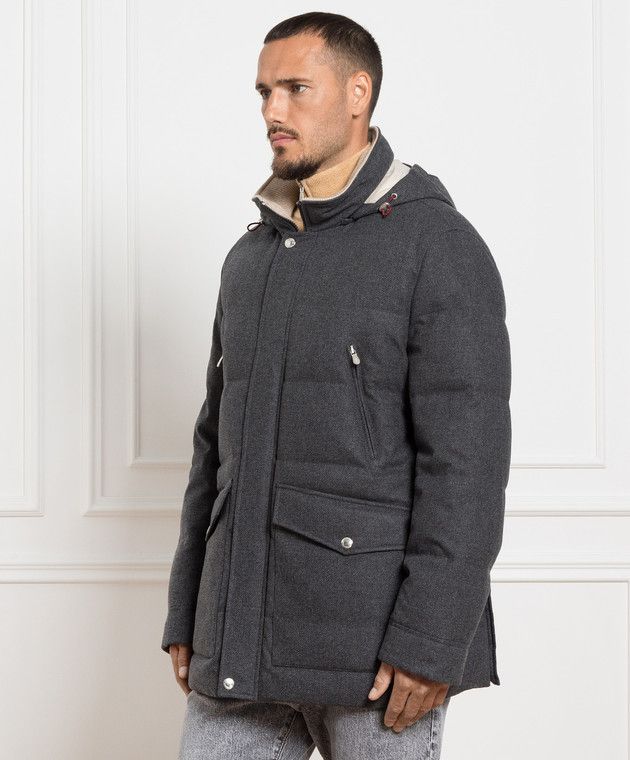 Brunello Cucinelli 0924 Goose Padded Jacket in Grey Size US S / EU 44-46 / 1 - 4 Thumbnail