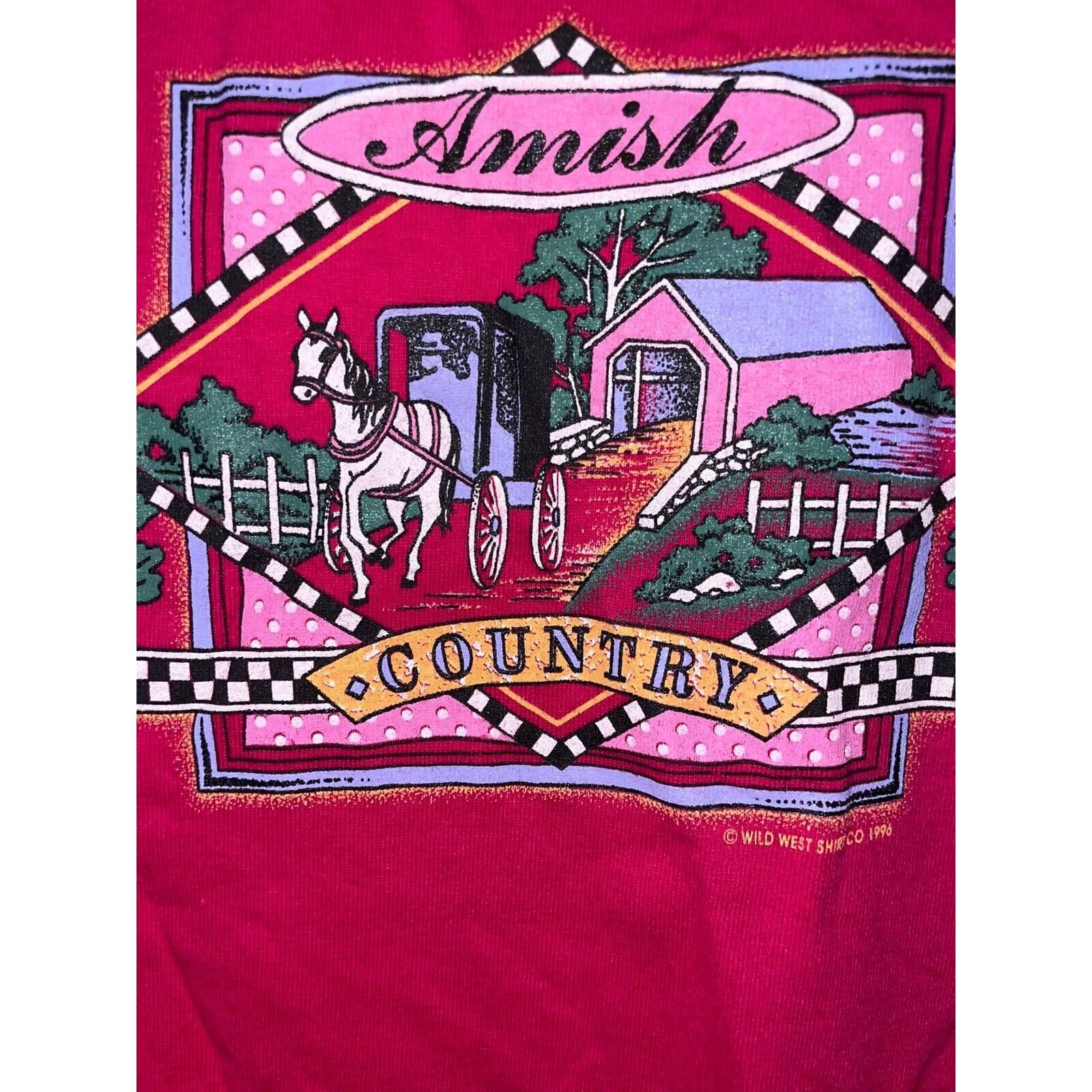 Jerzees Vintage Amish Shirt Pennsylvania Country Tee Pink VTG 90s L Size US L / EU 52-54 / 3 - 5 Thumbnail