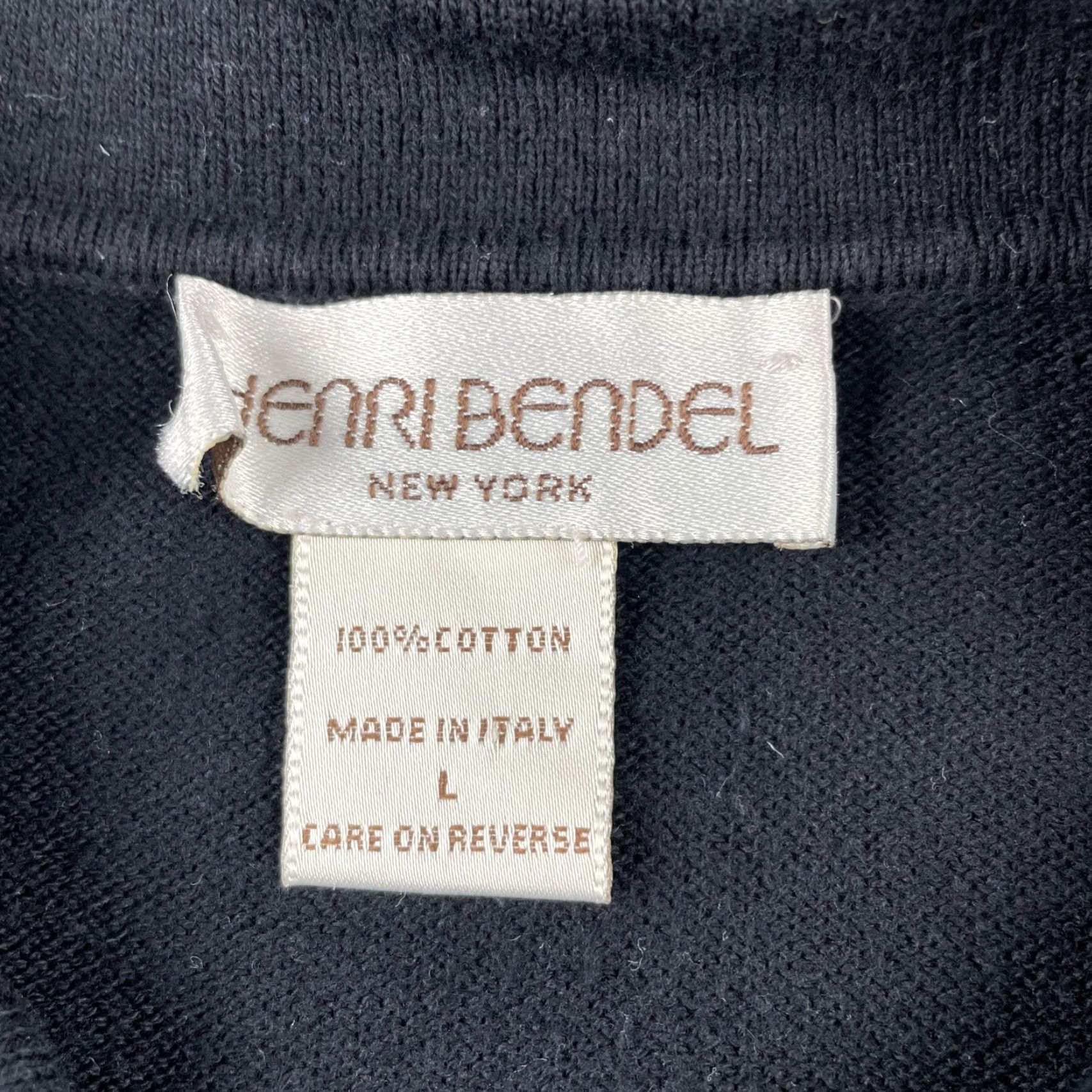 Henri Bendel VINTAGE Henri Bendel New York Large Black Polo Shirt Mens L 100% Cotton Short Sleeve Collared Classic Solid Made In Italy Size US L / EU 52-54 / 3 - 3 Thumbnail