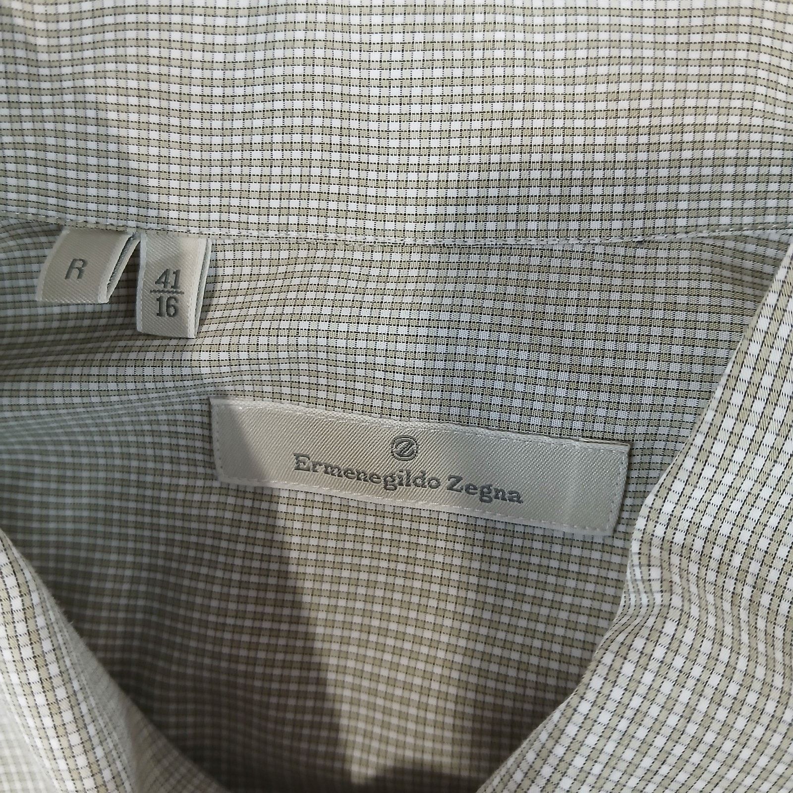 Ermenegildo Zegna Ermenegildo Zegna Dress Shirt 41/16 Green Check Long Sleeve Size US M / EU 48-50 / 2 - 6 Thumbnail