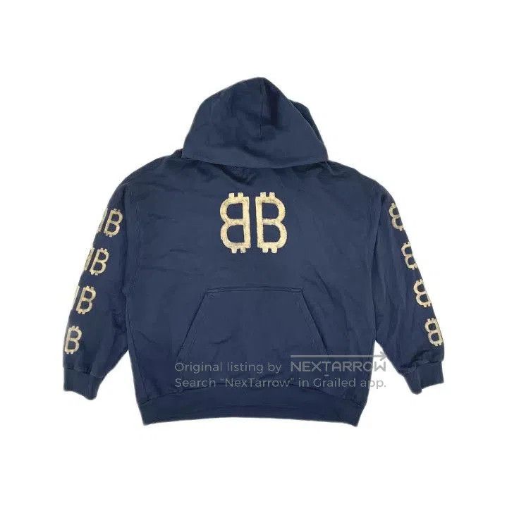 Balenciaga Balenciaga Logo Print Hooded Sweatshirt in Navy. Size US L / EU 52-54 / 3 - 2 Thumbnail