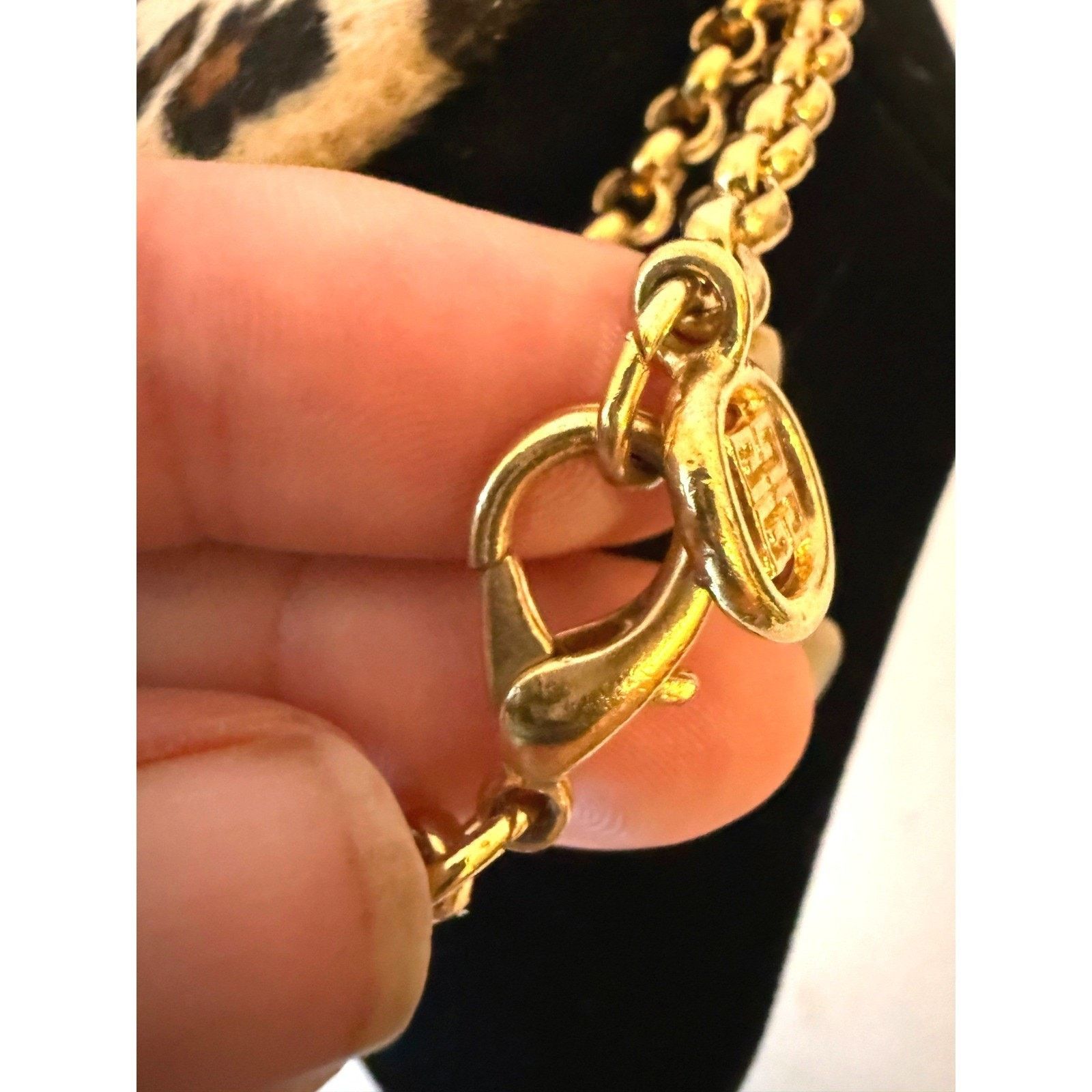 Givenchy Vintage 80s Givenchy Necklace Gold Tone Double Chain Pendant Size 30 - 7 Thumbnail