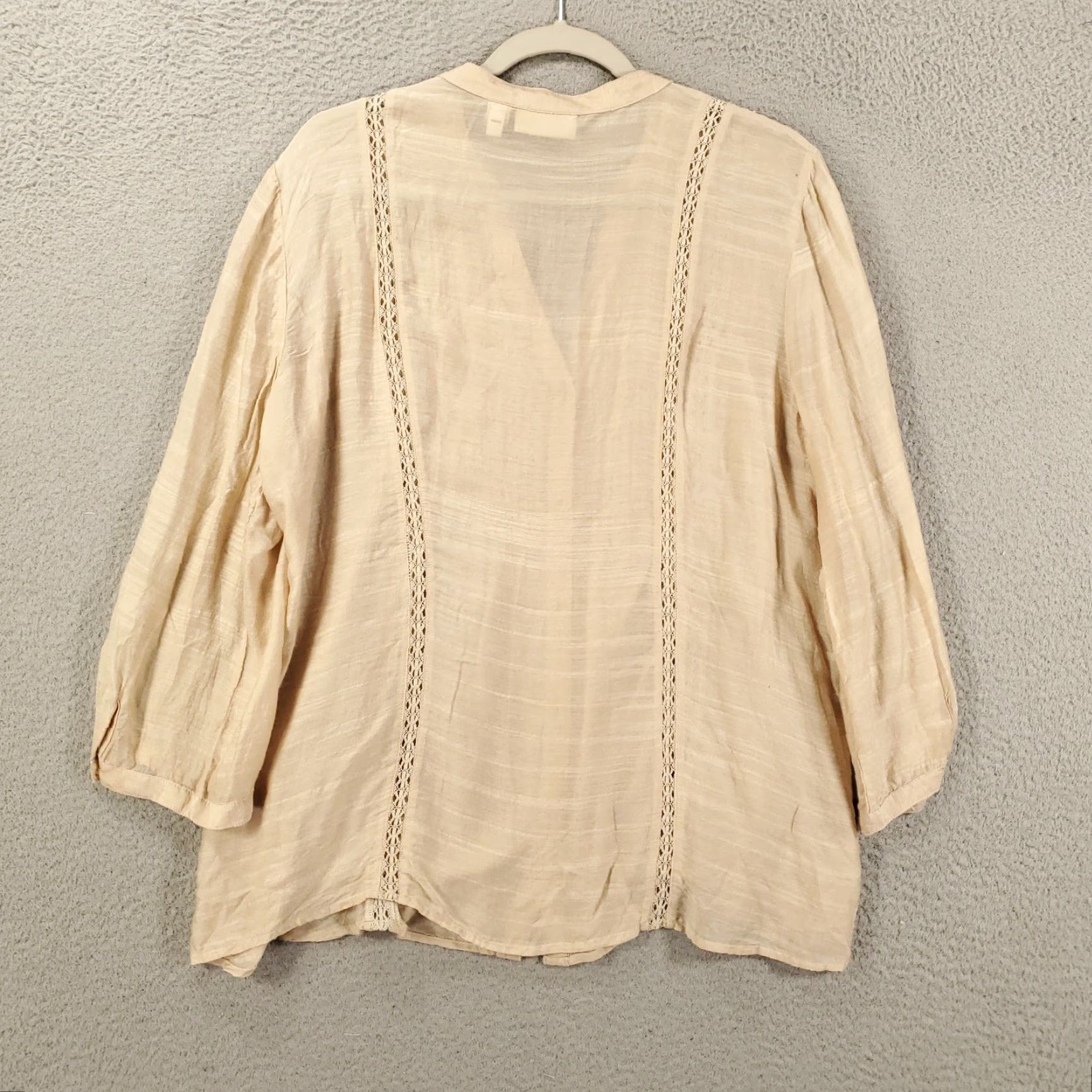 Vintage Chico's Blouse Women Adult Large Beige Sequin Button Sheer V-Neck Long Sleeve Rayon Womens Size L / US 10 / IT 46 - 7 Thumbnail