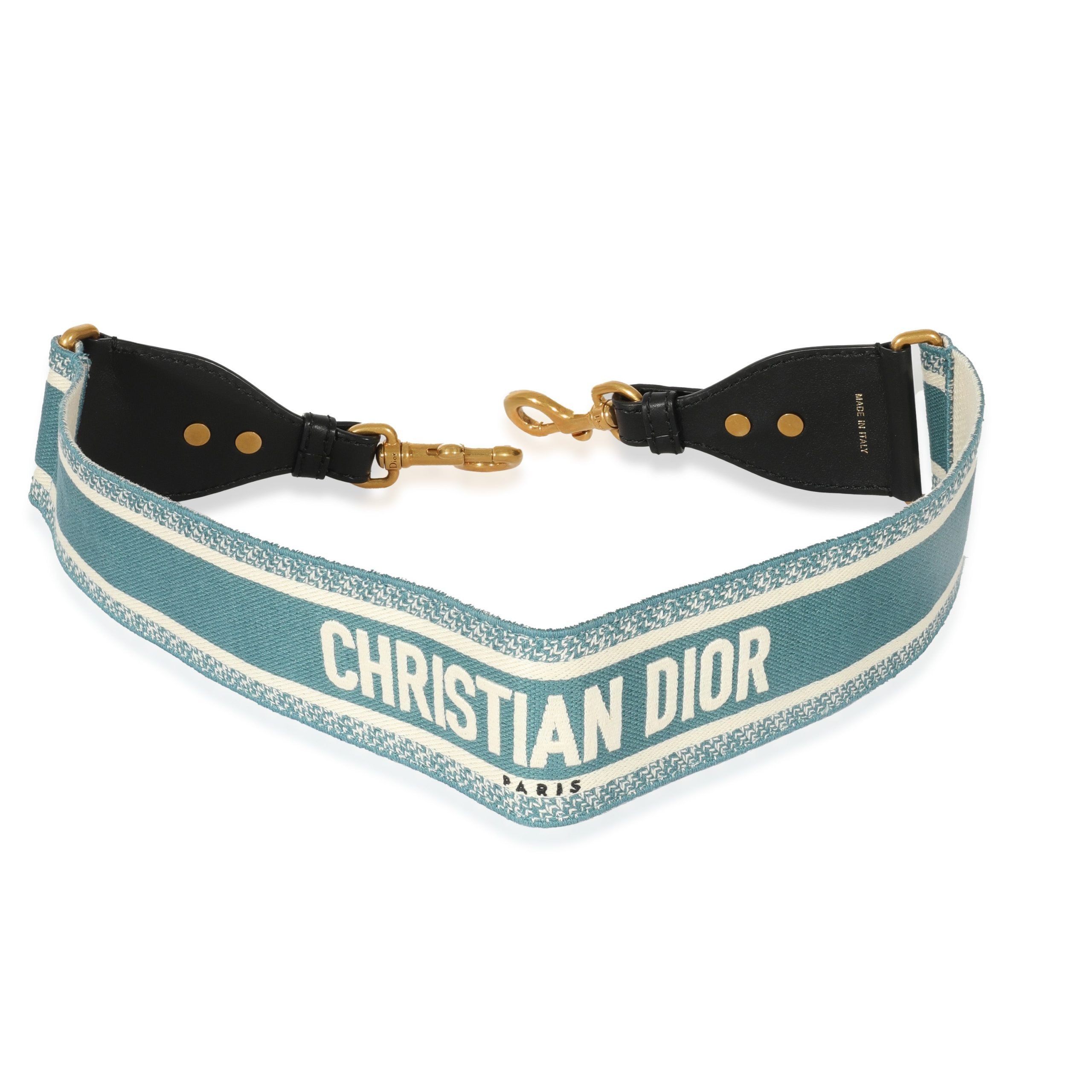 Christian Dior Blue Canvas Logo Embroidered Strap