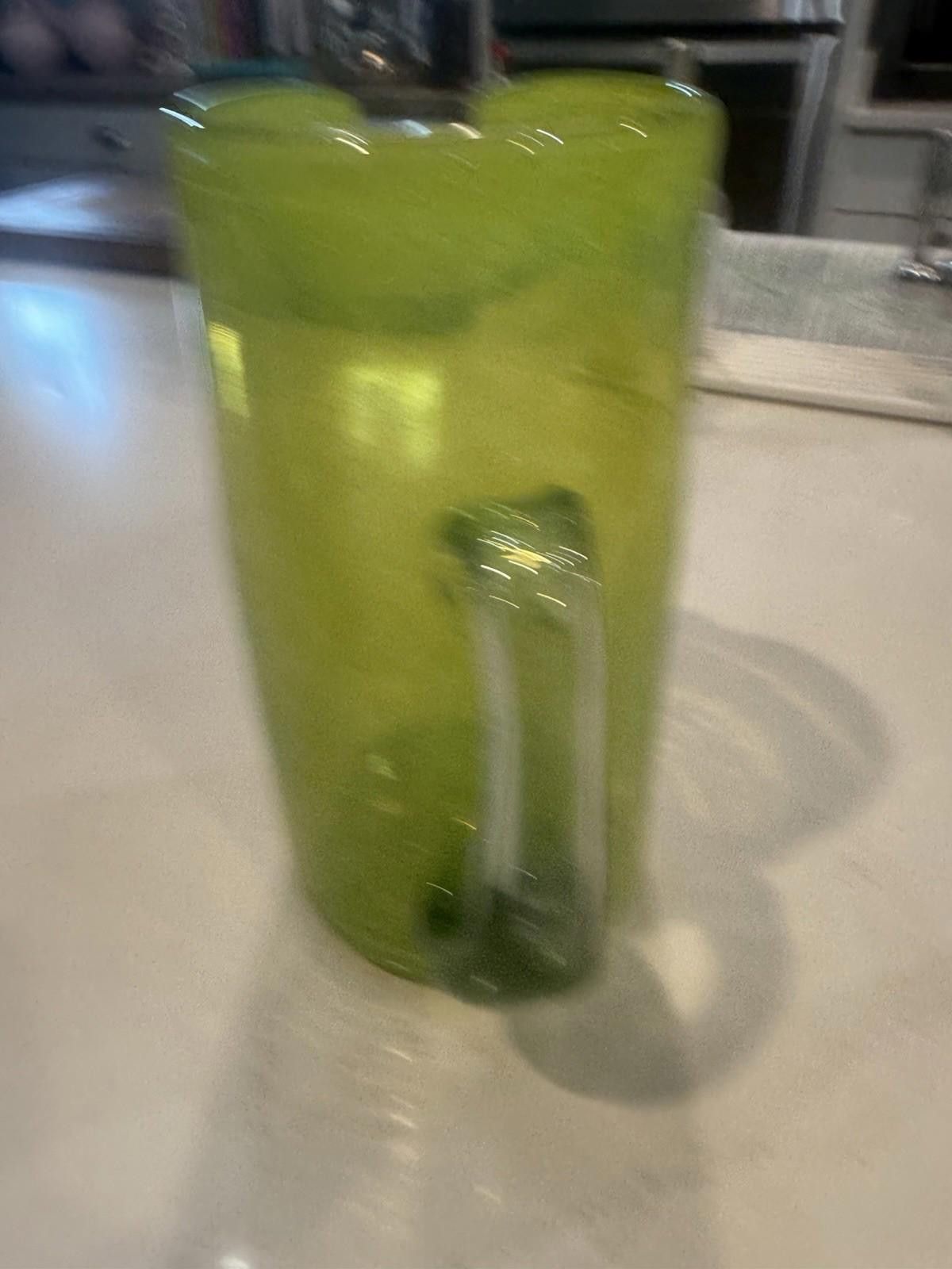 Designer Hand Blown Lime Green Pitcher Size ONE SIZE - 2 Thumbnail