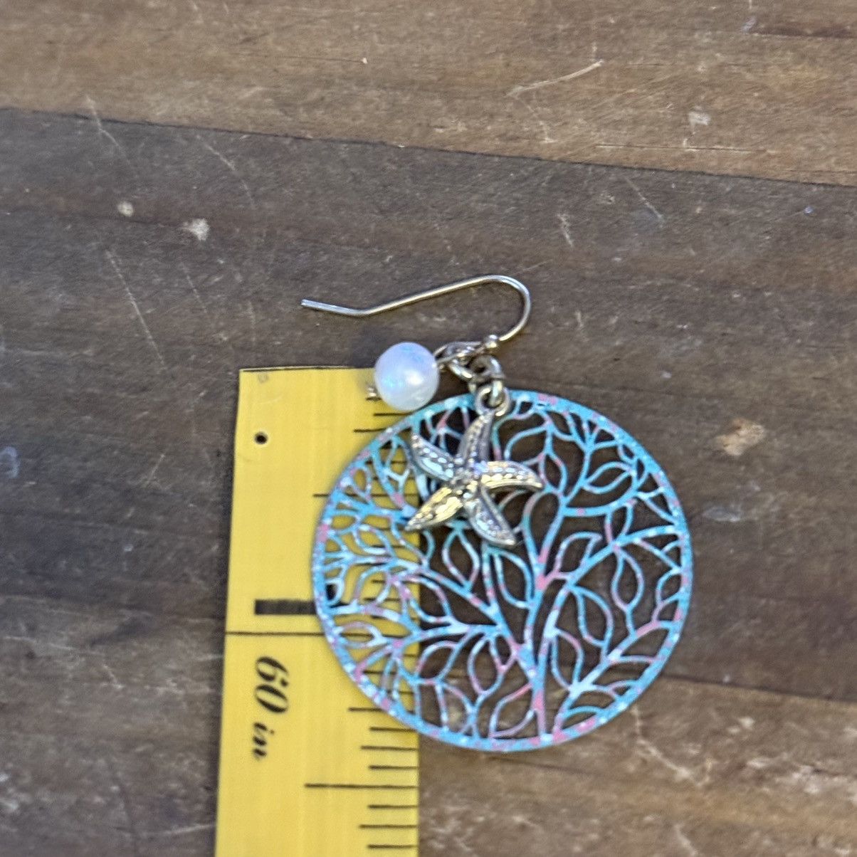 Other Aqua filigree starfish and pearl dangle earrings Size ONE SIZE - 3 Thumbnail