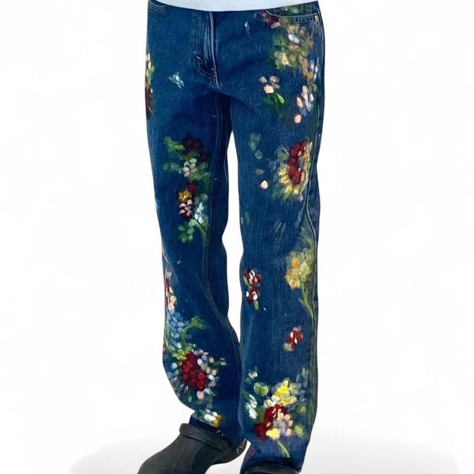 Levi's Hand painted floral Levi jeans Size US 29 - 2 Thumbnail