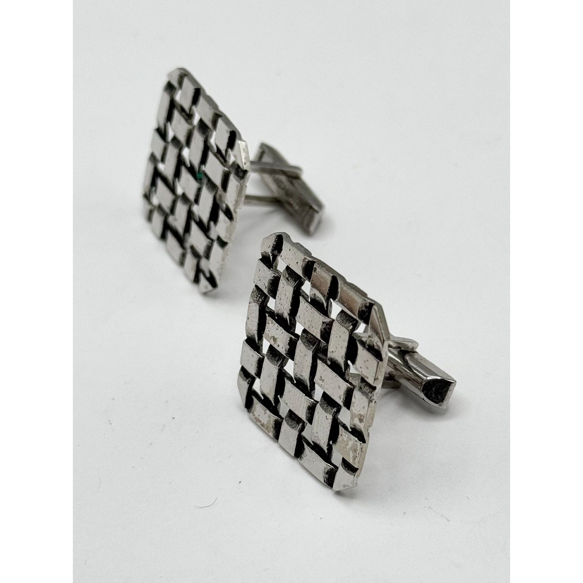 Vintage Vintage Sterling Silver woven basket weave unisex cuff links Size ONE SIZE - 5 Thumbnail