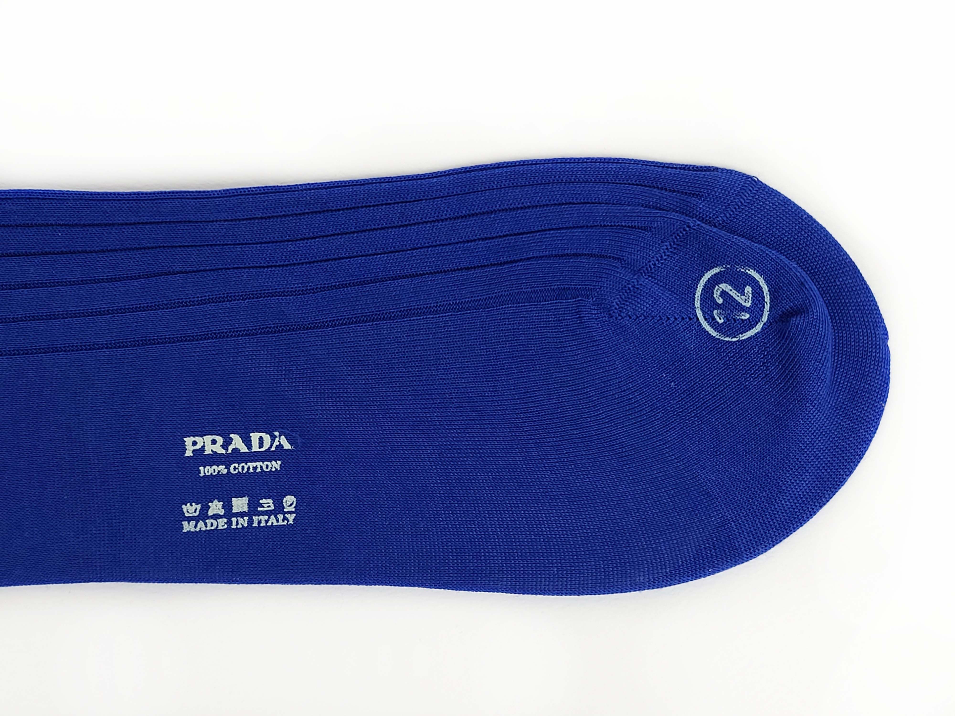 Blue Ribbed Knit Cotton Socks