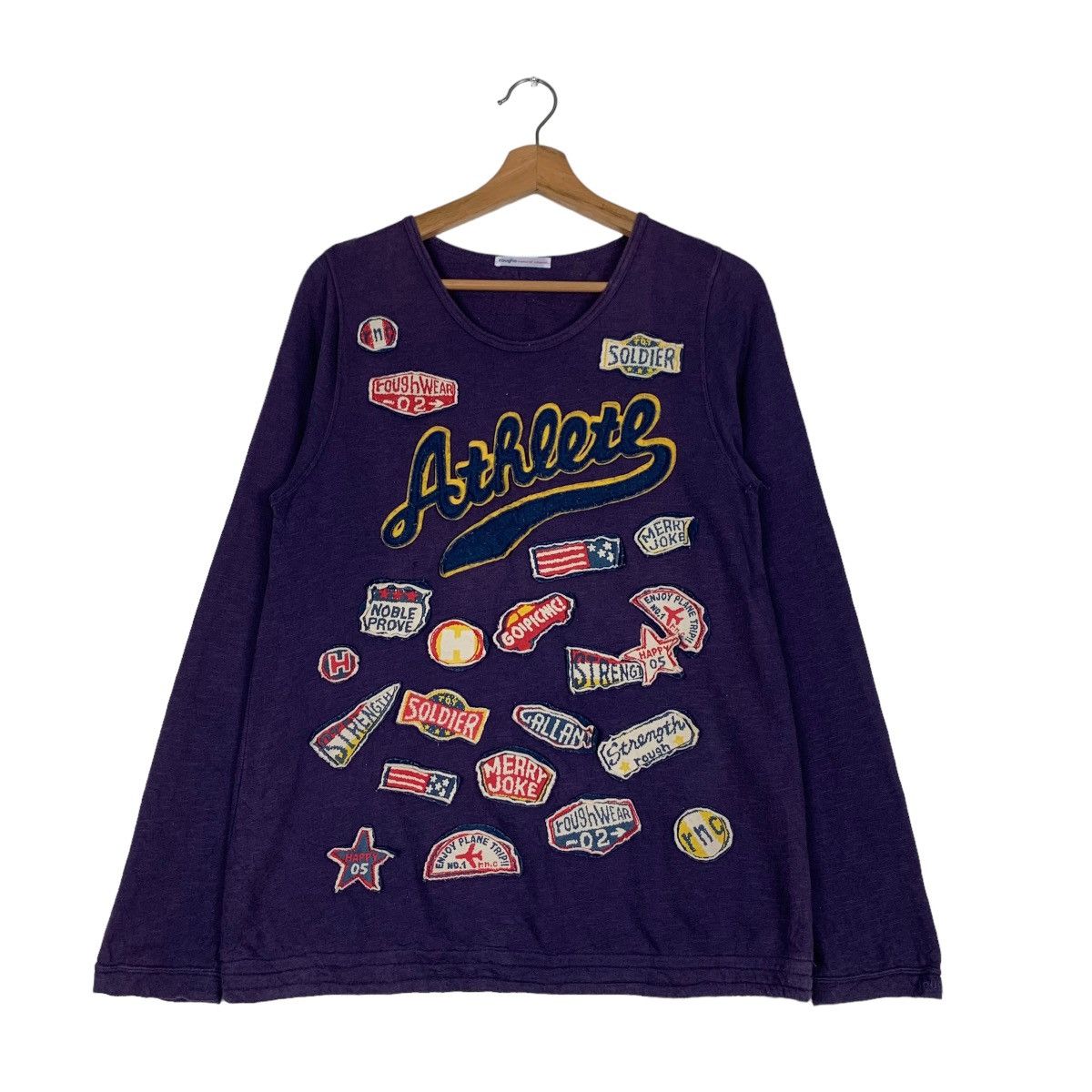 Vintage 96 ROUGH Athlete Patches Logo Pullover Sweater #0690-C32 Size US S / EU 44-46 / 1 - 1 Thumbnail