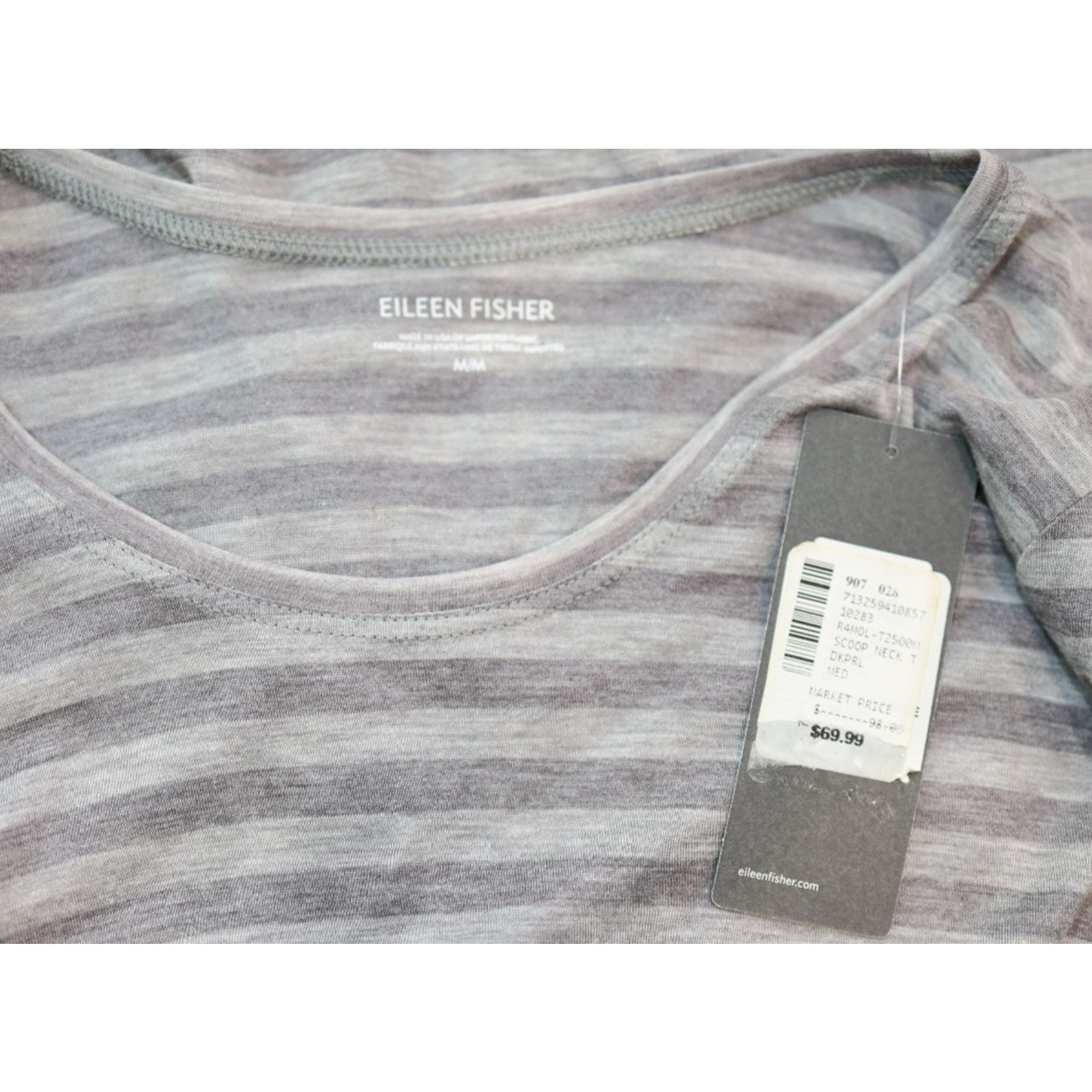 Eileen Fisher EILEEN FISHER Gray Striped Long Sleeve Top Size M $98 Size M / US 6-8 / IT 42-44 - 5 Thumbnail