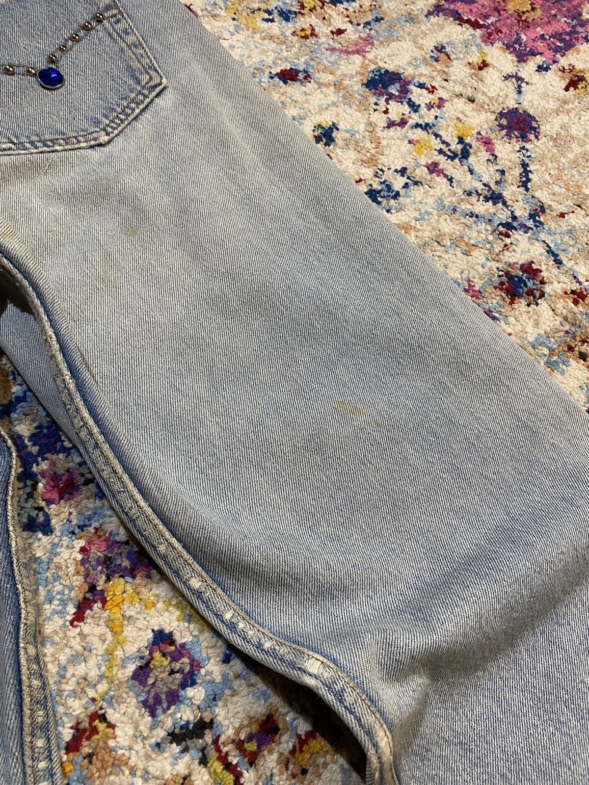 Levi's × Vintage WASHED BLUE 501 LEVIS RINDEM CUSTOM STUDS RHINESTONE Size US 33 - 18 Thumbnail