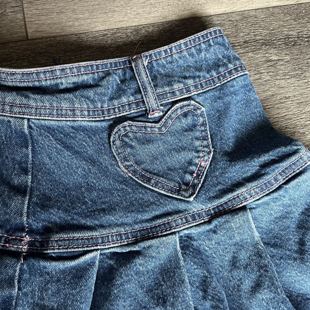 Hot Topic Sweet Society Heart Logo Pleated Denim Jean Skirt Size Small Size 26" / US 2 / IT 38 - 5 Thumbnail