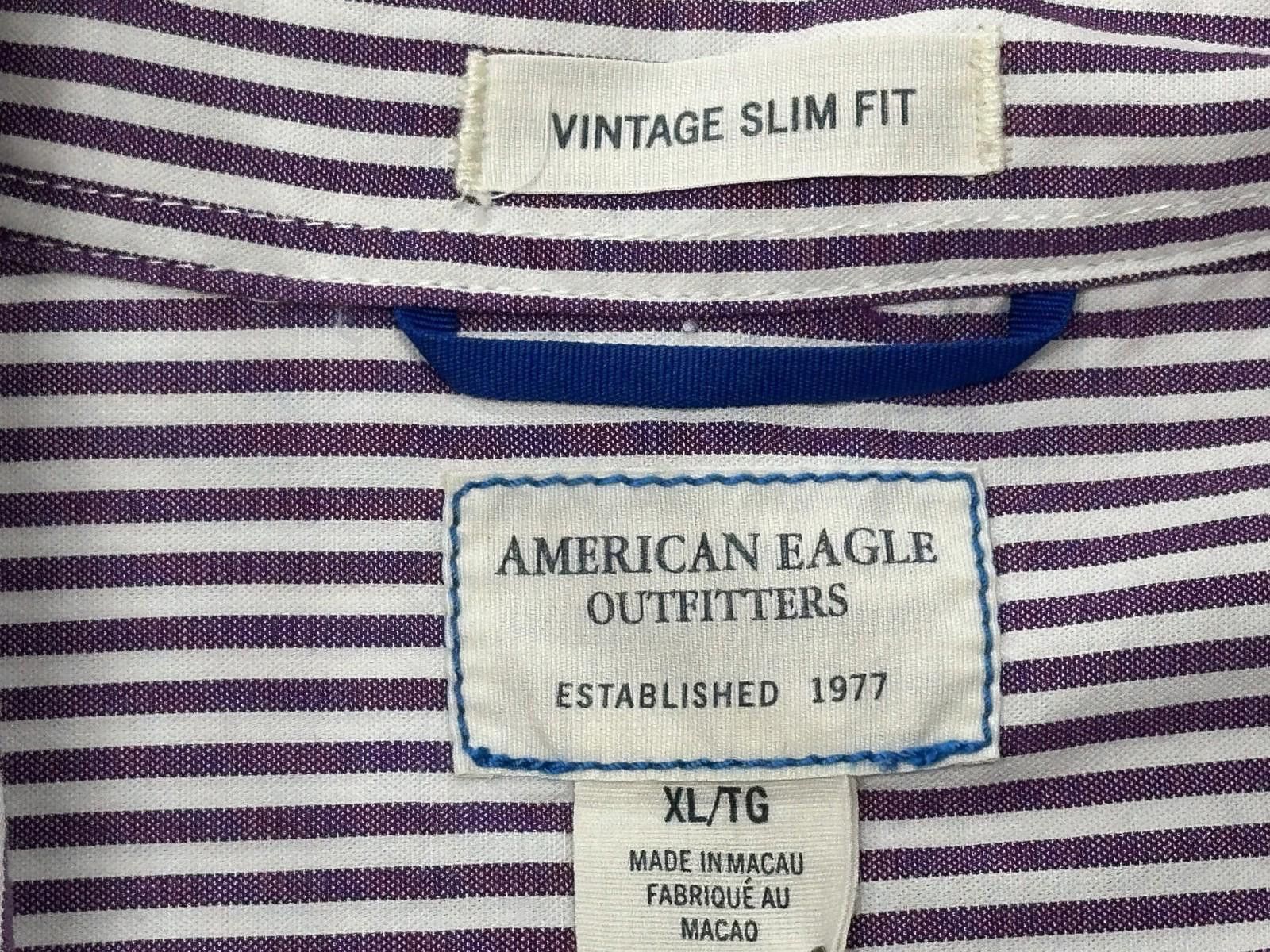American Eagle Outfitters American Eagle Vintage Slim Fit Button Up Purple Men's XL Size US XL / EU 56 / 4 - 7 Thumbnail