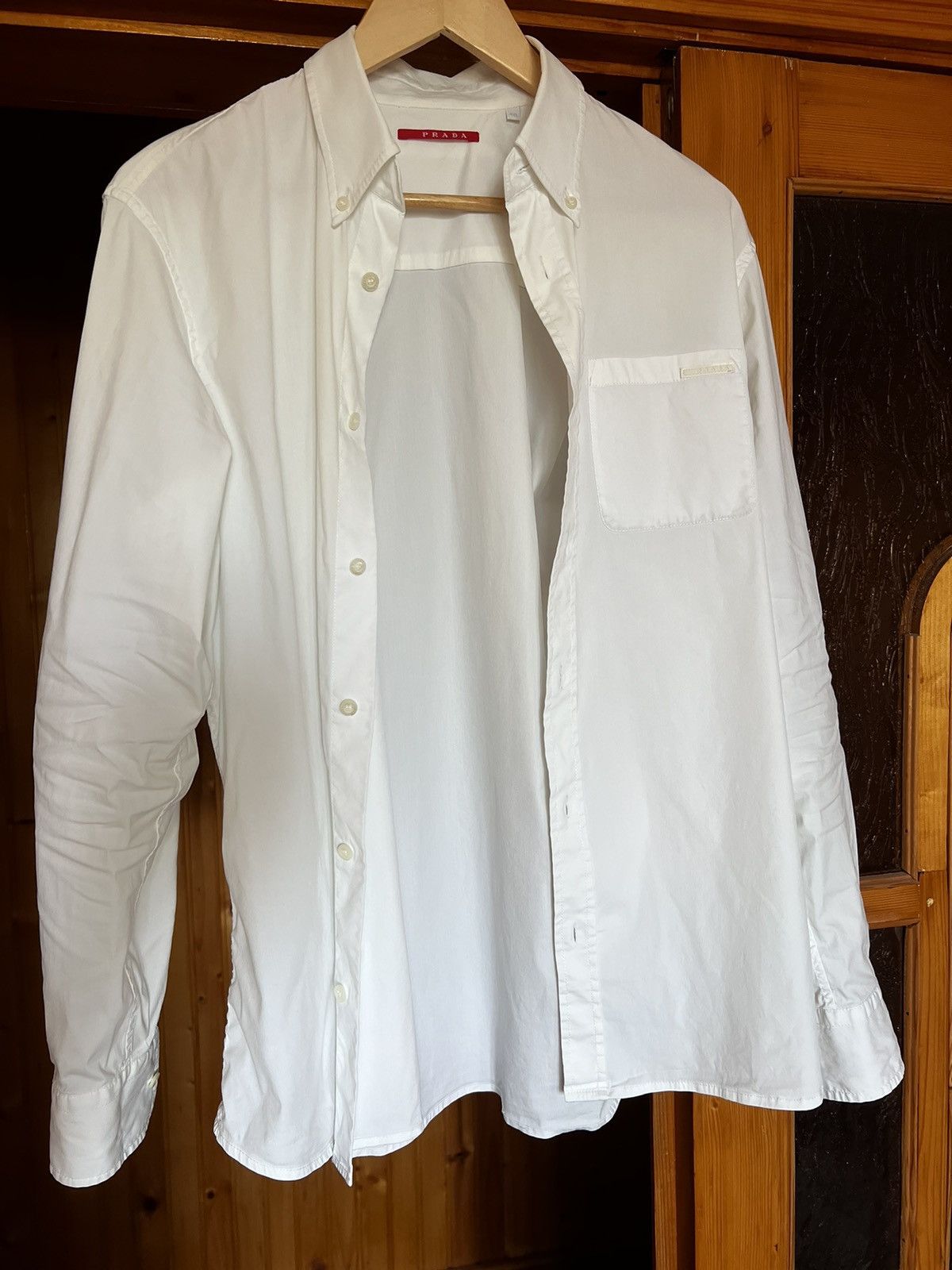 Prada × Tom Ford Prada luxury shirt button down chest pocket white tab logo Size US M / EU 48-50 / 2 - 12 Thumbnail