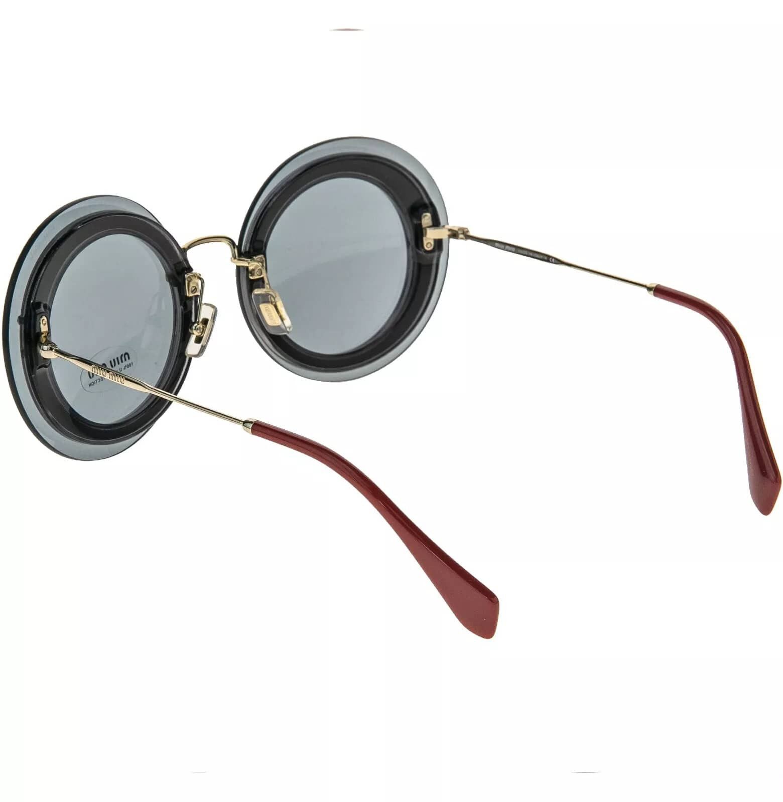 Miu Miu MIU MIU REVEAL 10R Gold Gray Fabric Round Sunglasses MU10RS Size ONE SIZE - 3 Thumbnail