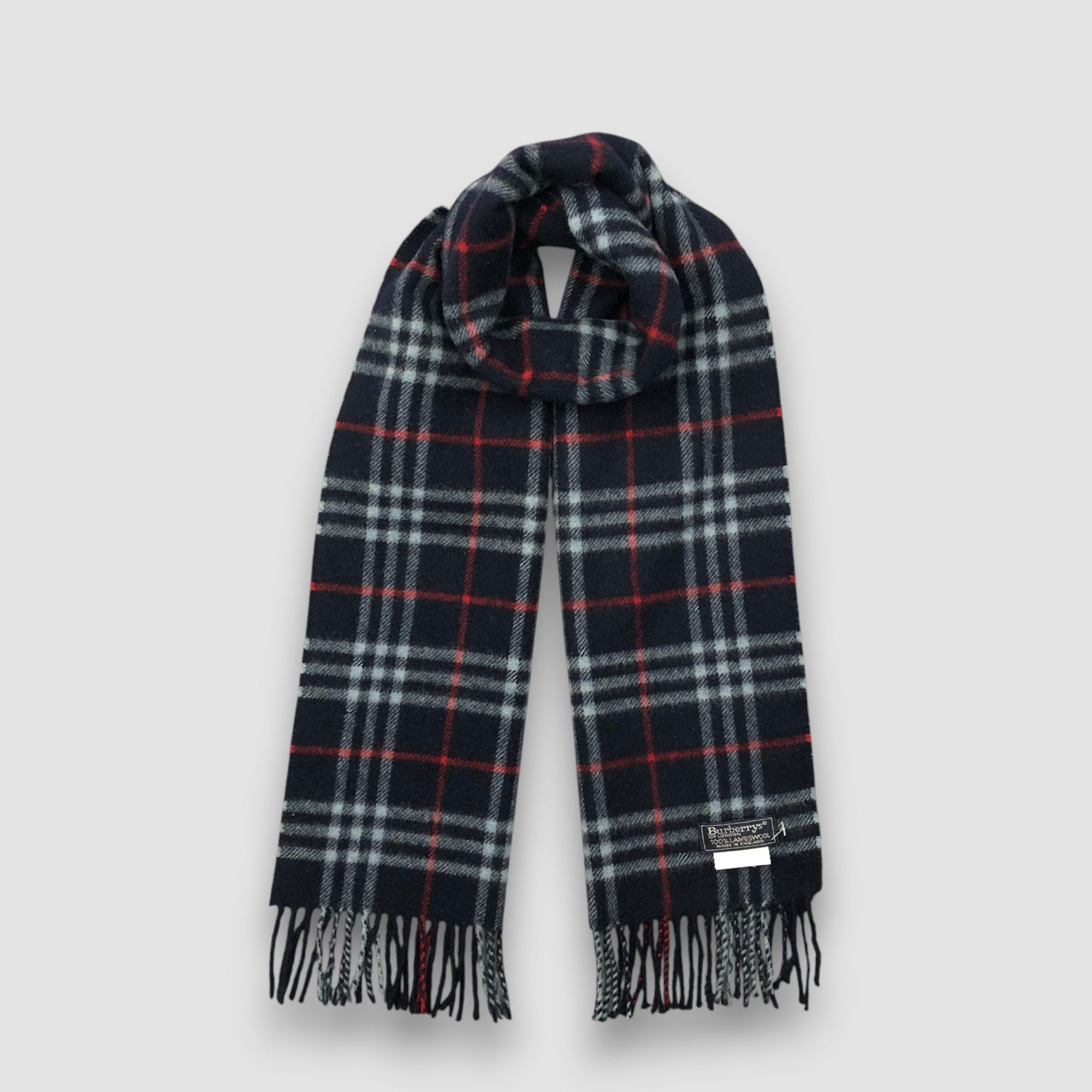 Burberry Vintage Burberrys Scarf Muffler Plaid Check Wool Scarves Size ONE SIZE - 1 Thumbnail